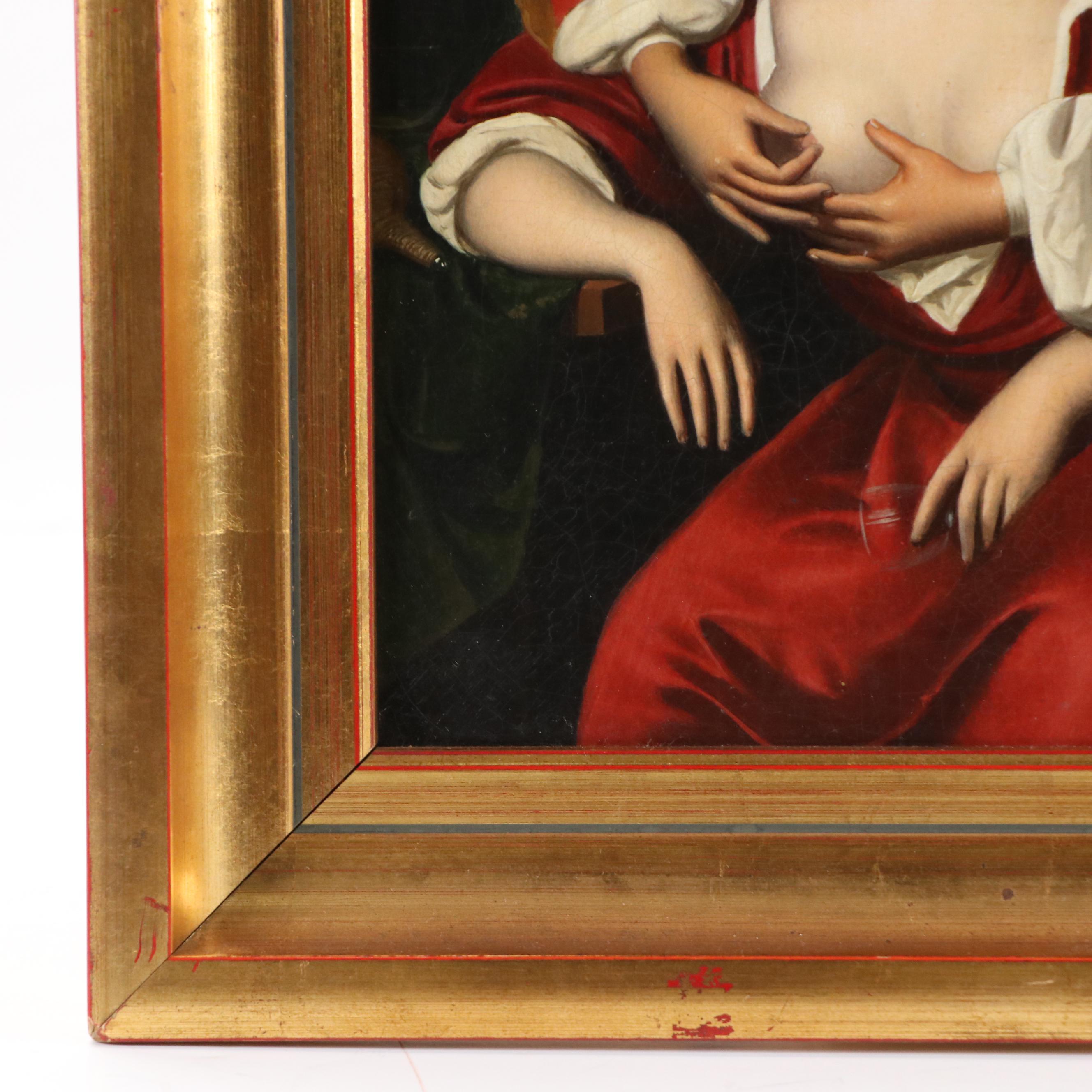 Figurative Oil Painting After Jan Tielius "A Libertine and a Sleeping Lady"