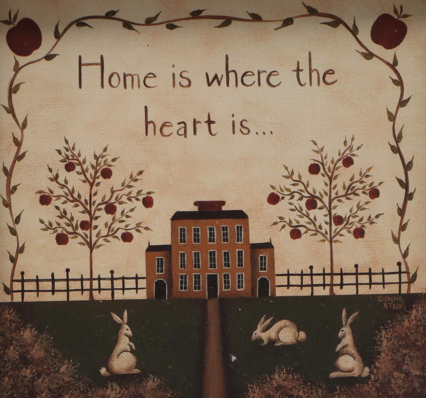 Spring Folk Art Style Rabbits and Wall Hangings