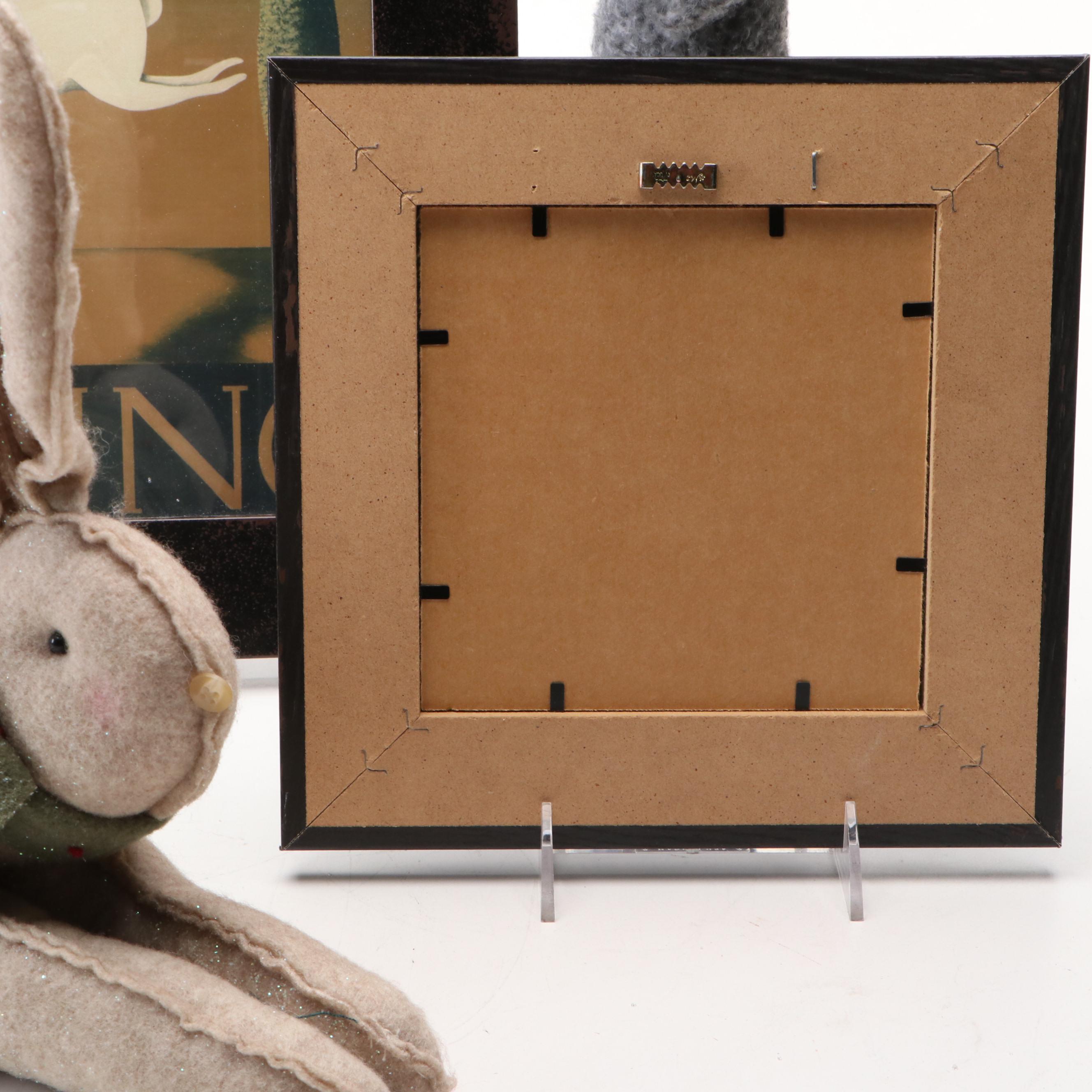 Spring Folk Art Style Rabbits and Wall Hangings