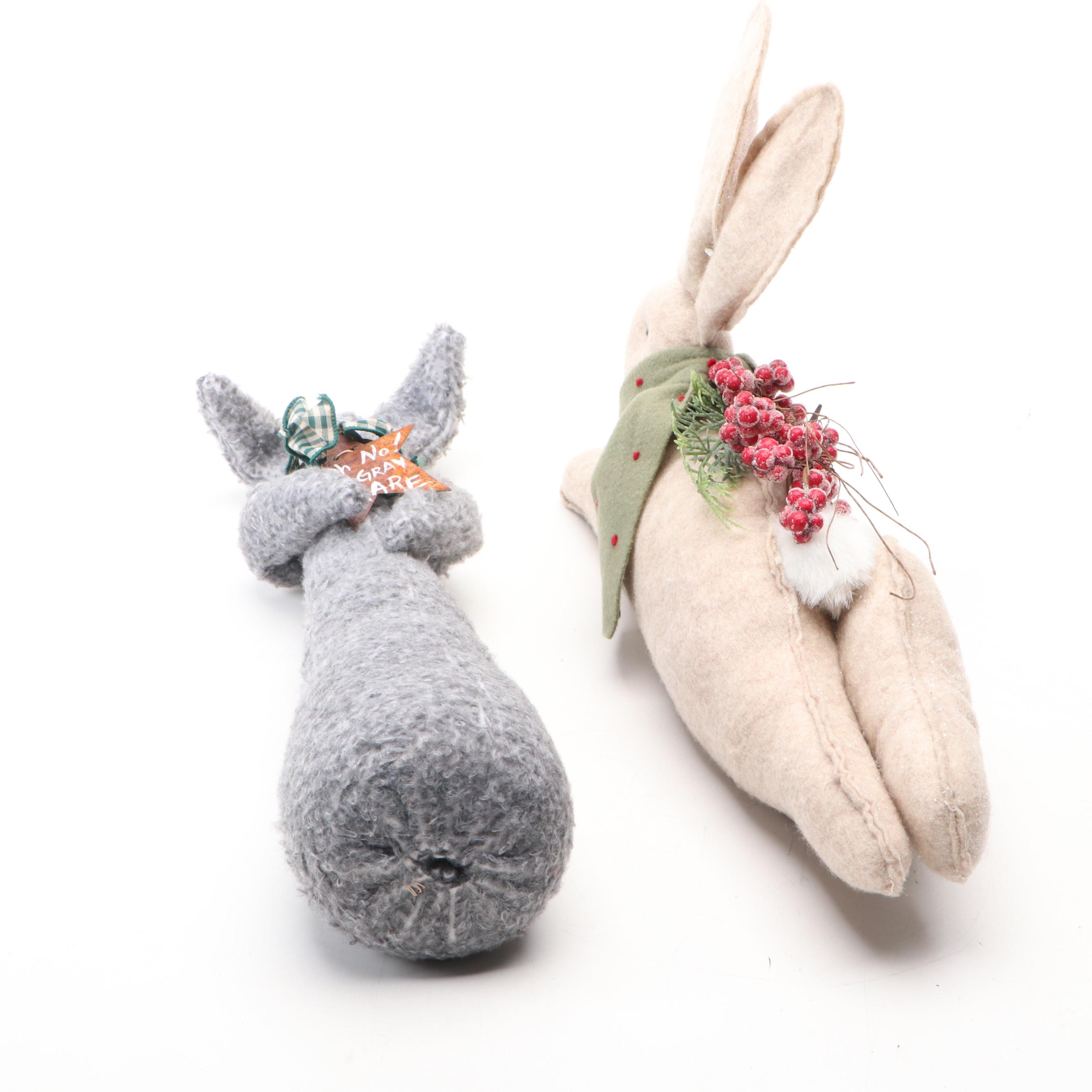 Spring Folk Art Style Rabbits and Wall Hangings