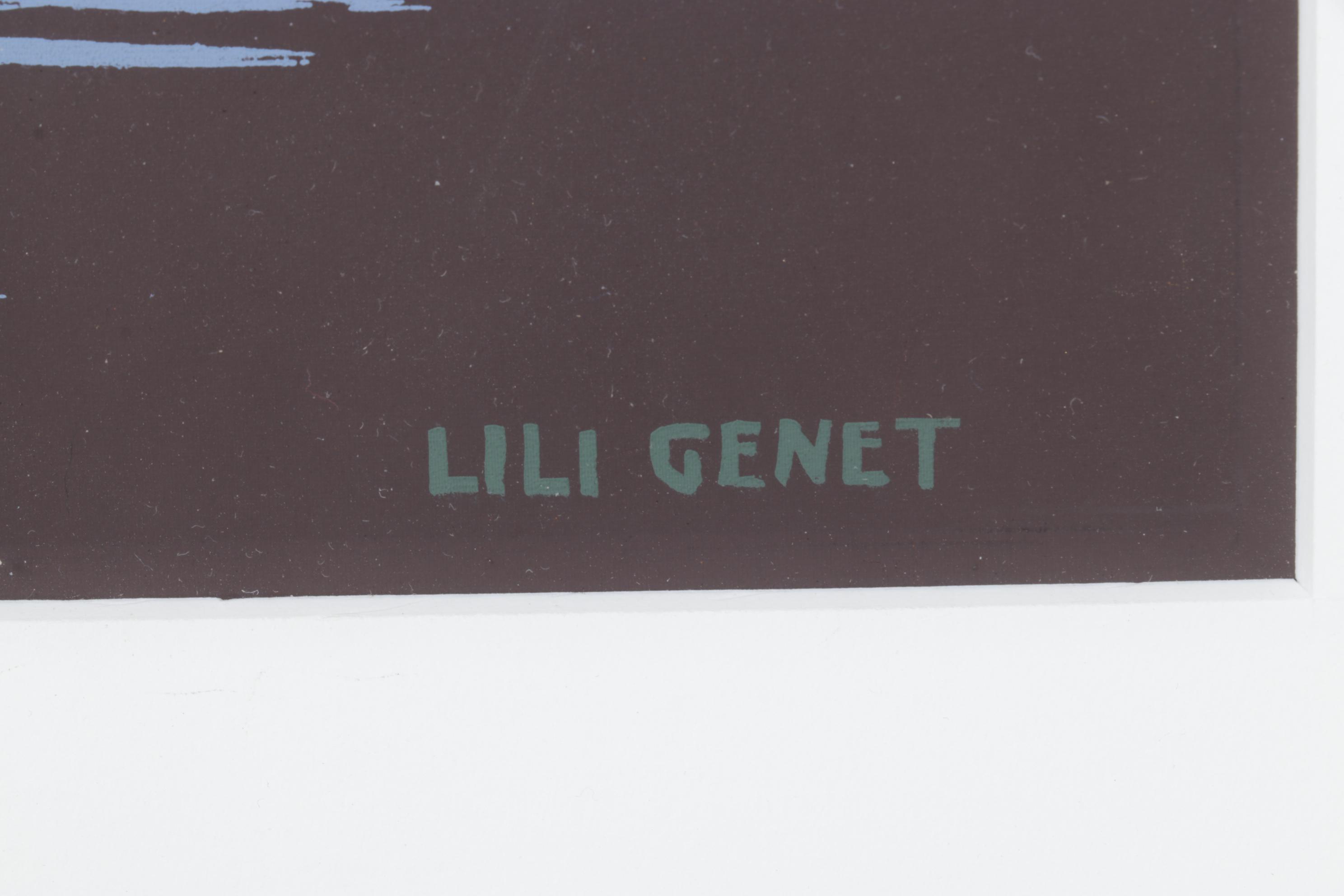 Lili Genet Warm Colored Screenprint of Floral Bouquet, Late 20th Century