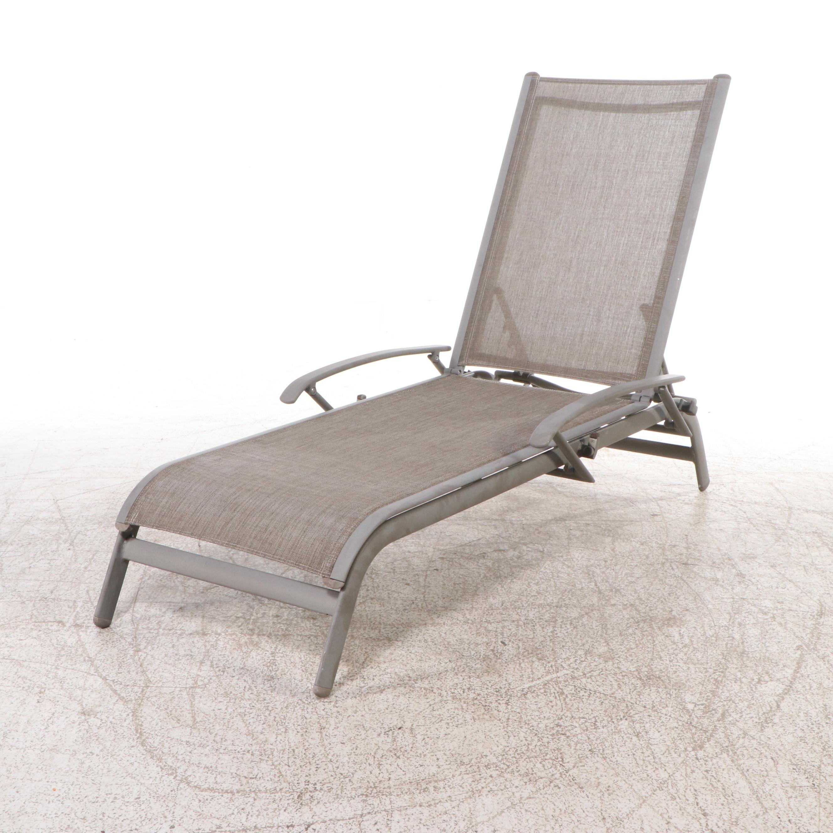 Set of Four Contemporary Metal Framed Patio Chaise Lounges