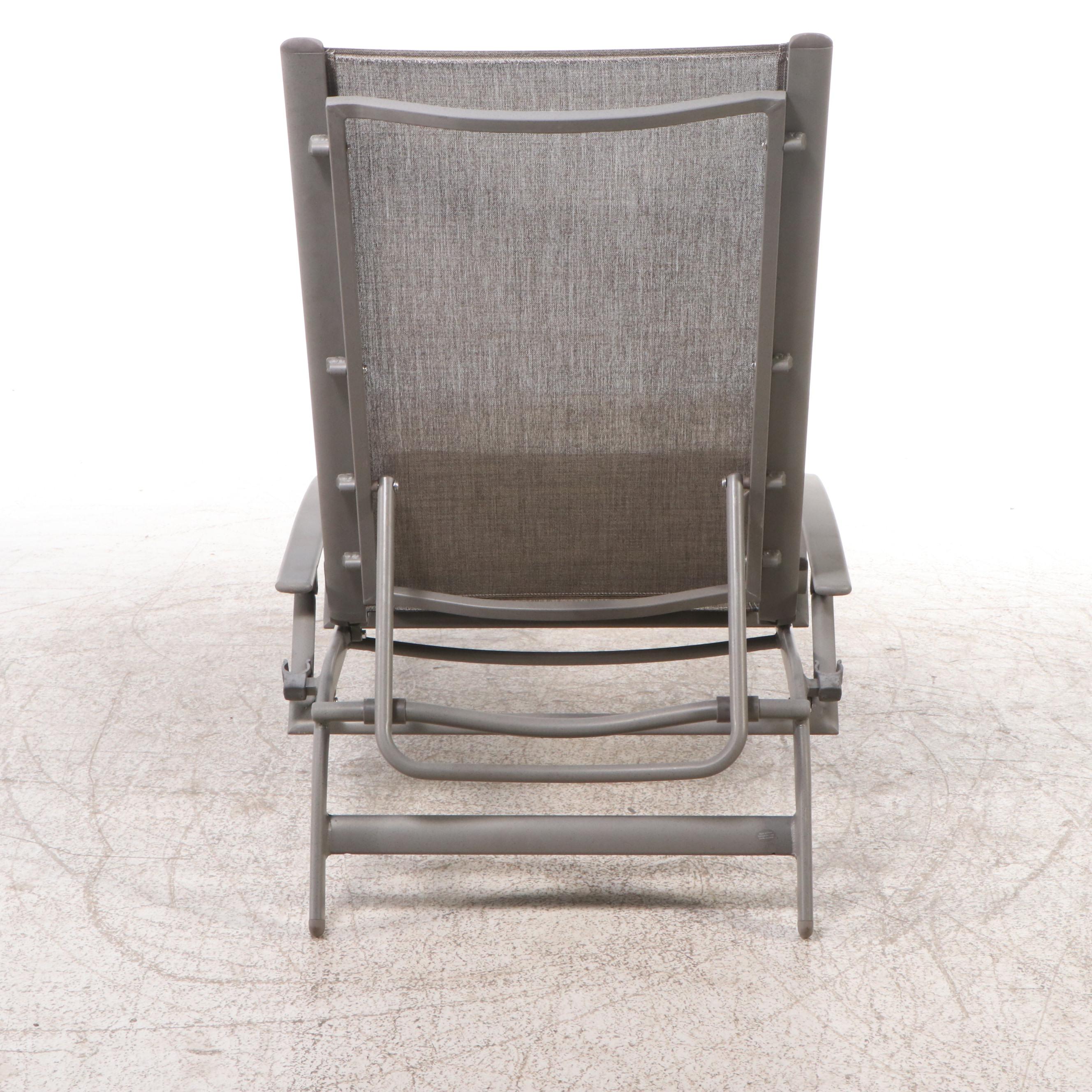 Set of Four Contemporary Metal Framed Patio Chaise Lounges