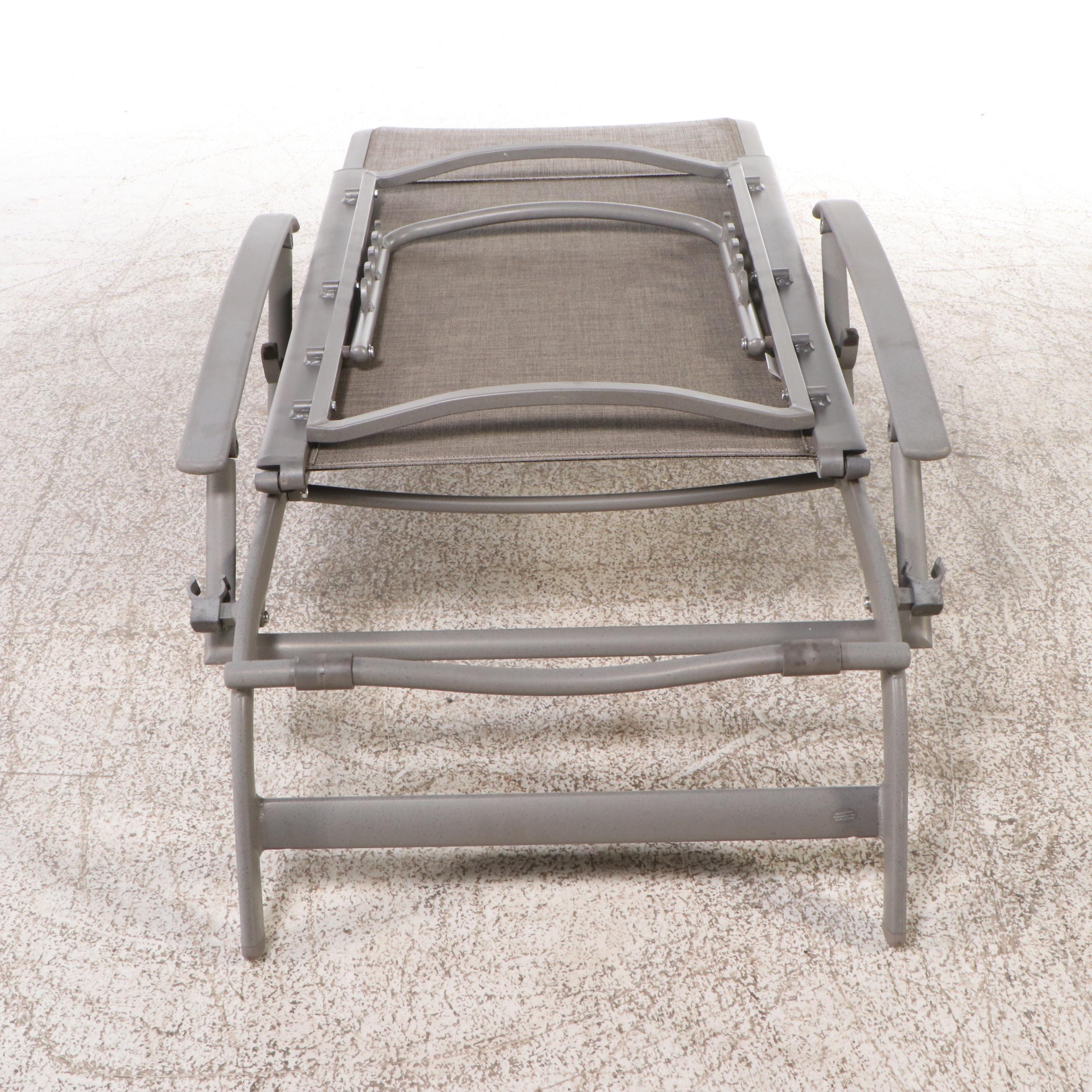 Set of Four Contemporary Metal Framed Patio Chaise Lounges