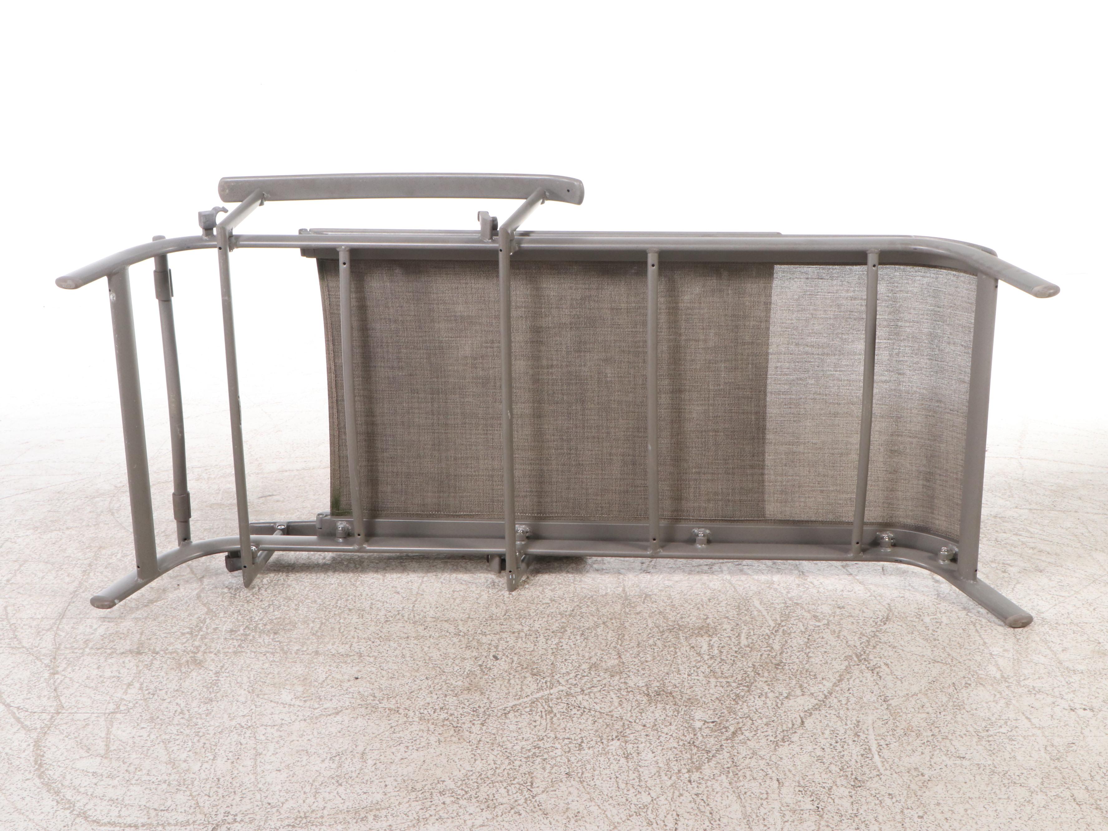 Set of Four Contemporary Metal Framed Patio Chaise Lounges