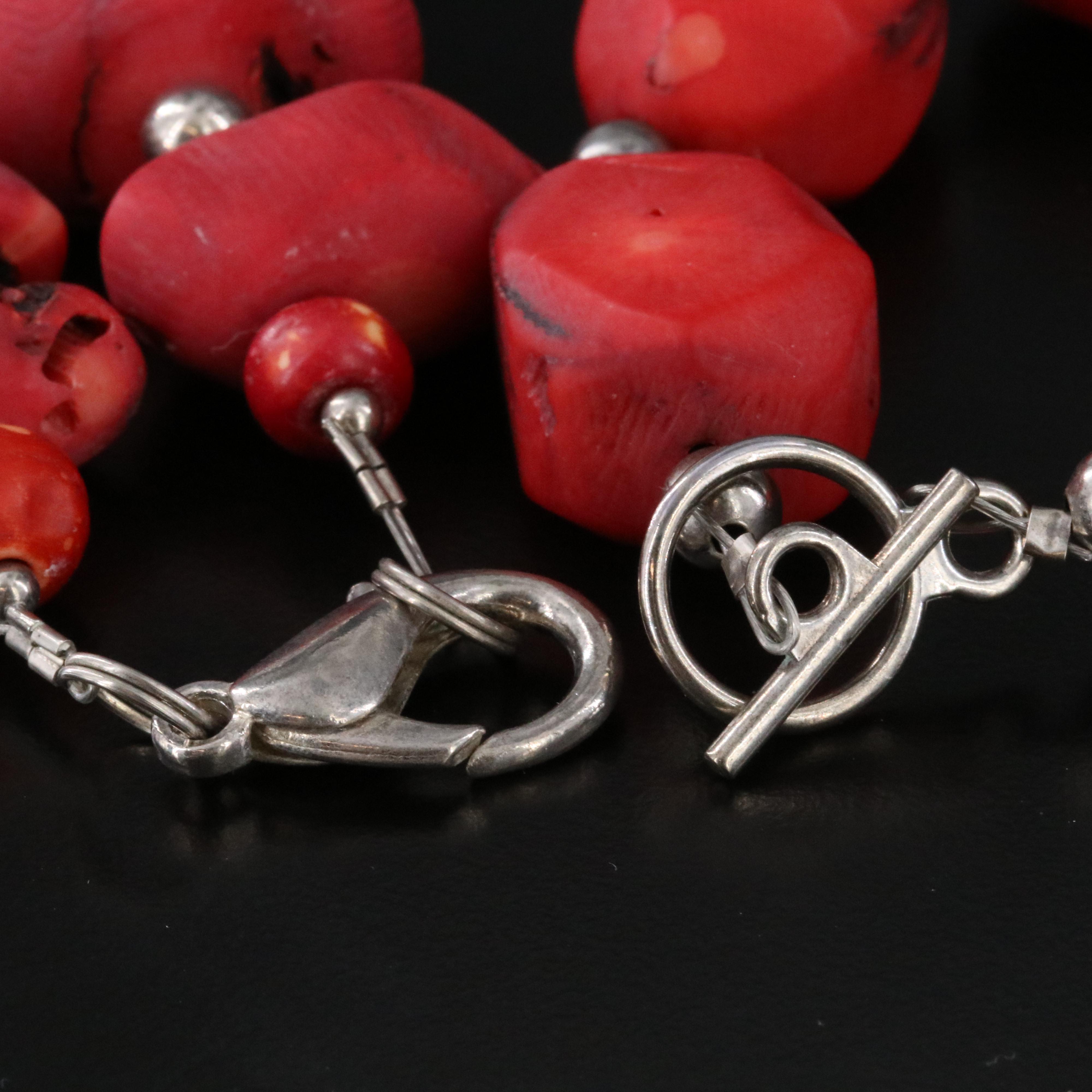 Coral Necklace and Bracelet Set