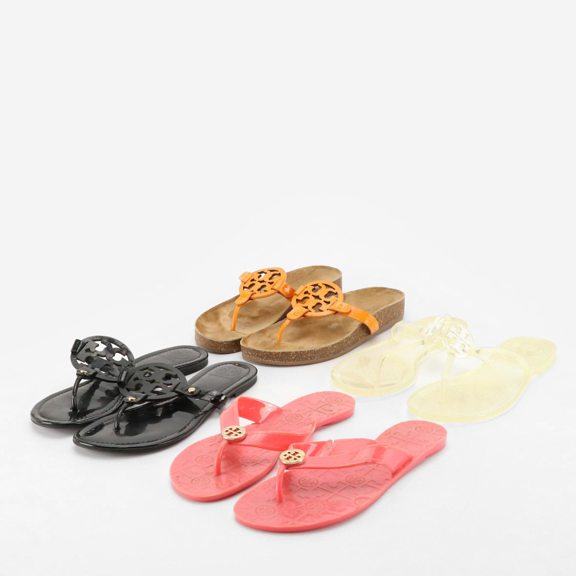 Tory Burch Jelly Thong-Strap Flip Flops and Cork-Sole Sandals