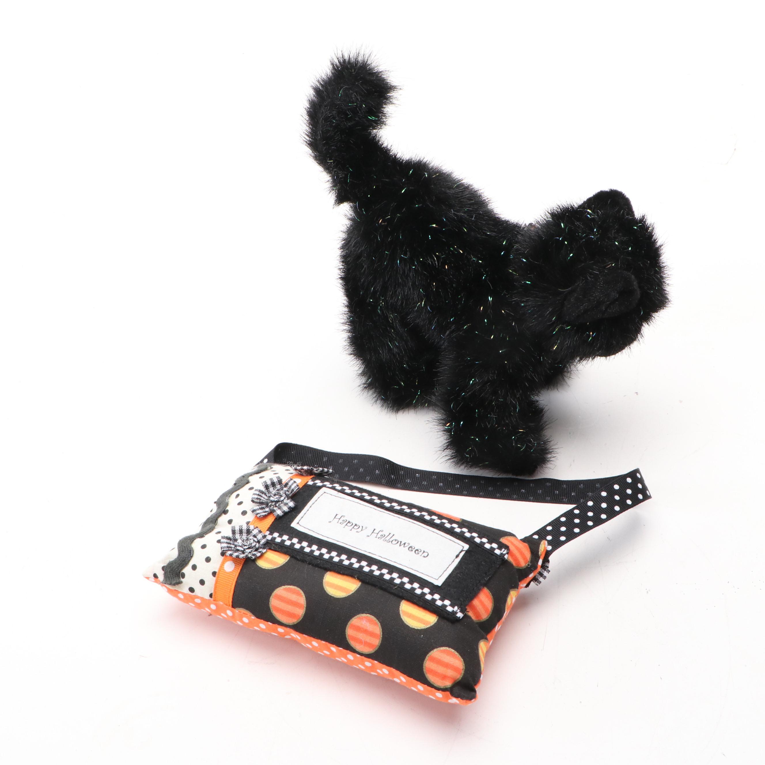 Halloween Folk Art Style Pumpkin Doll, Sign, Candle Holders and More Decor