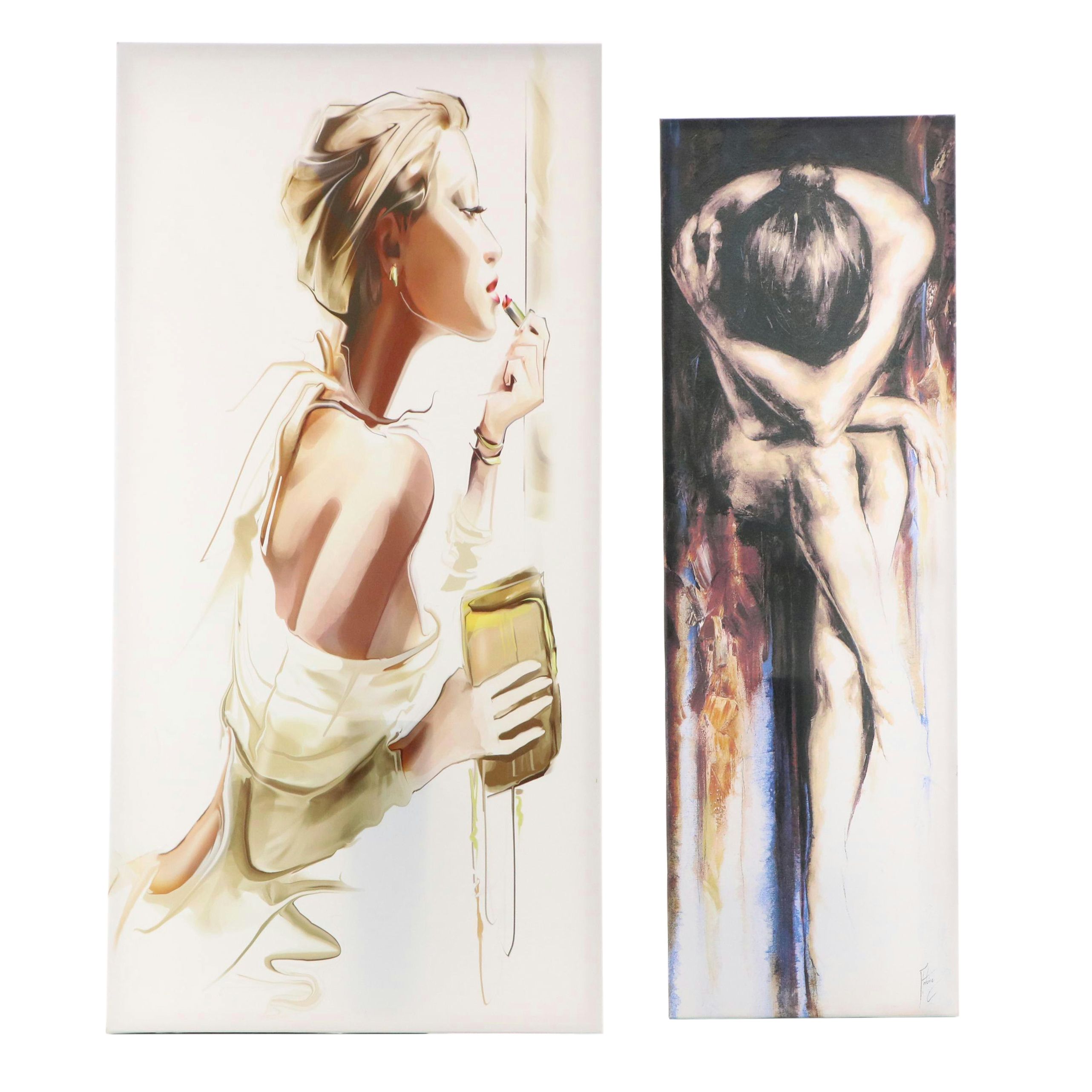 Giclées After Antoine de Villiers "Stasis" and Other of Woman with Lipstick