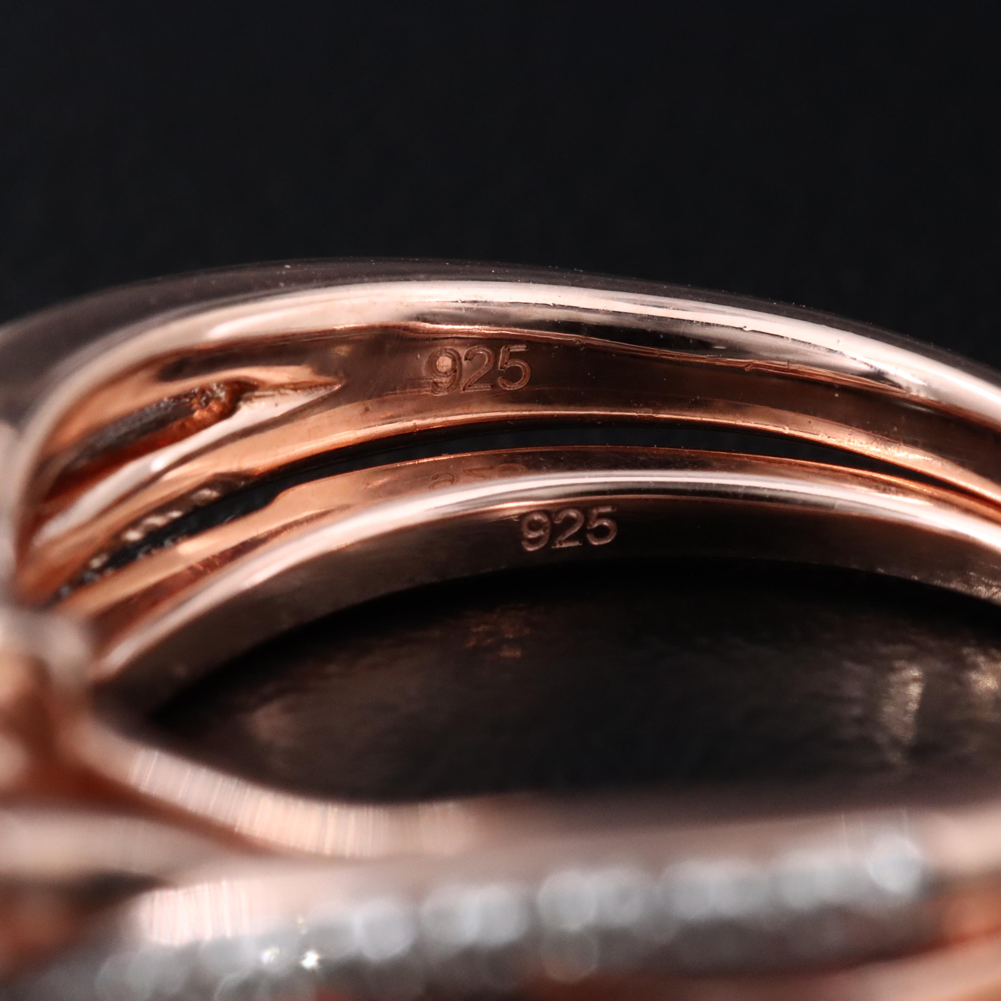 Sterling Diamond Heart Halo Ring Set