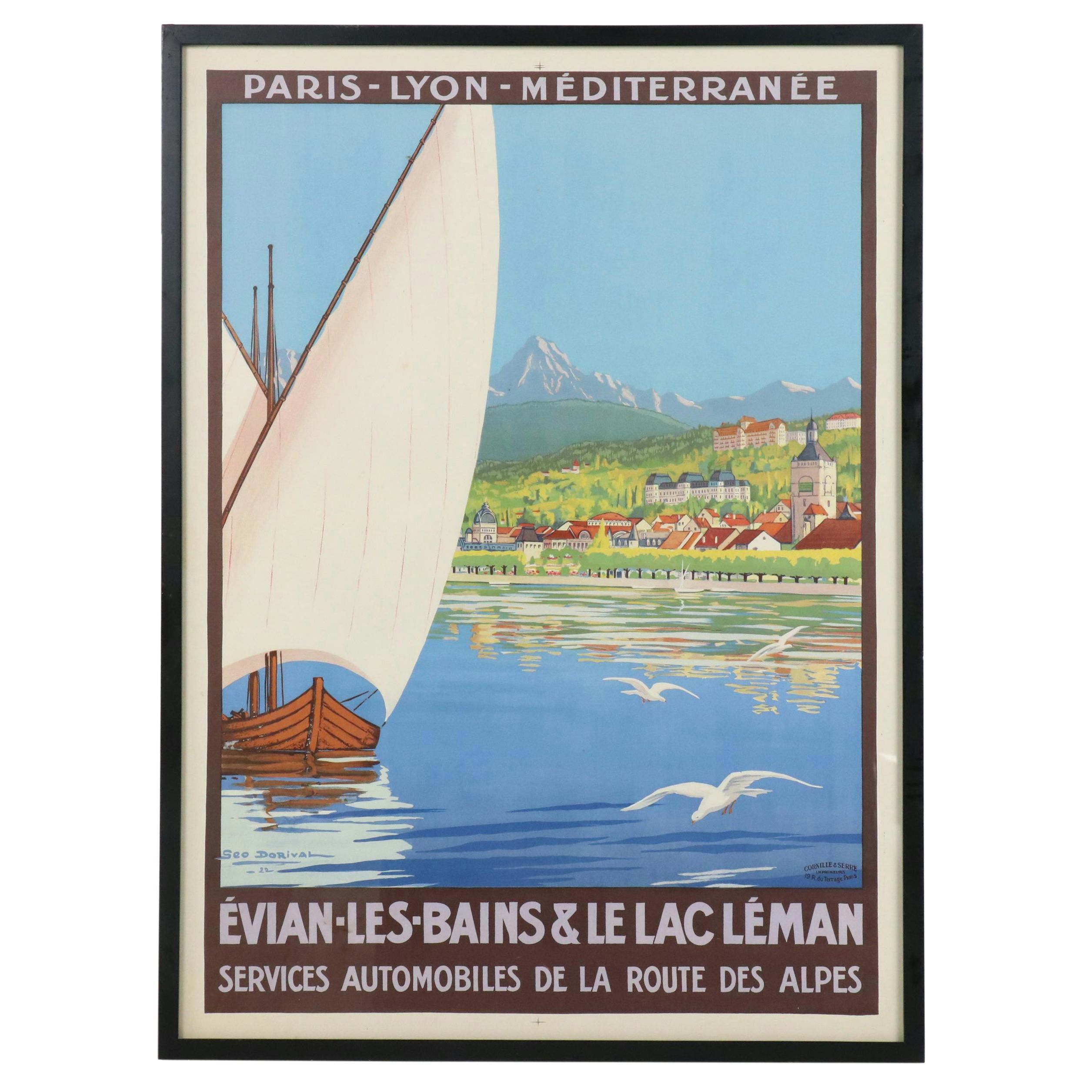 Designed by Géo Dorival Travel Poster "Évian-les-Bains & Le Lac Léman," 1922