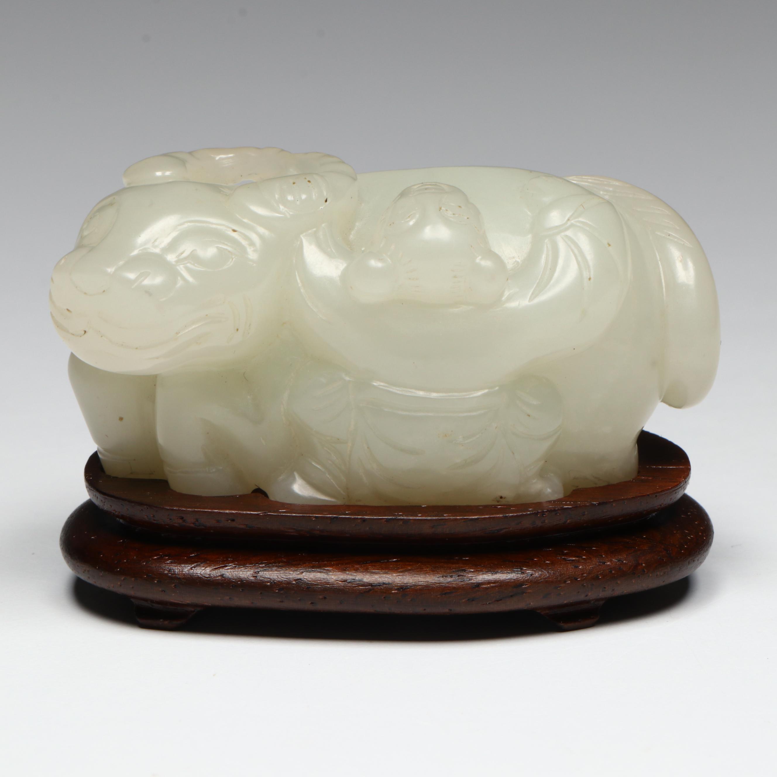 Chinese Carved Nephrite Lying Ox