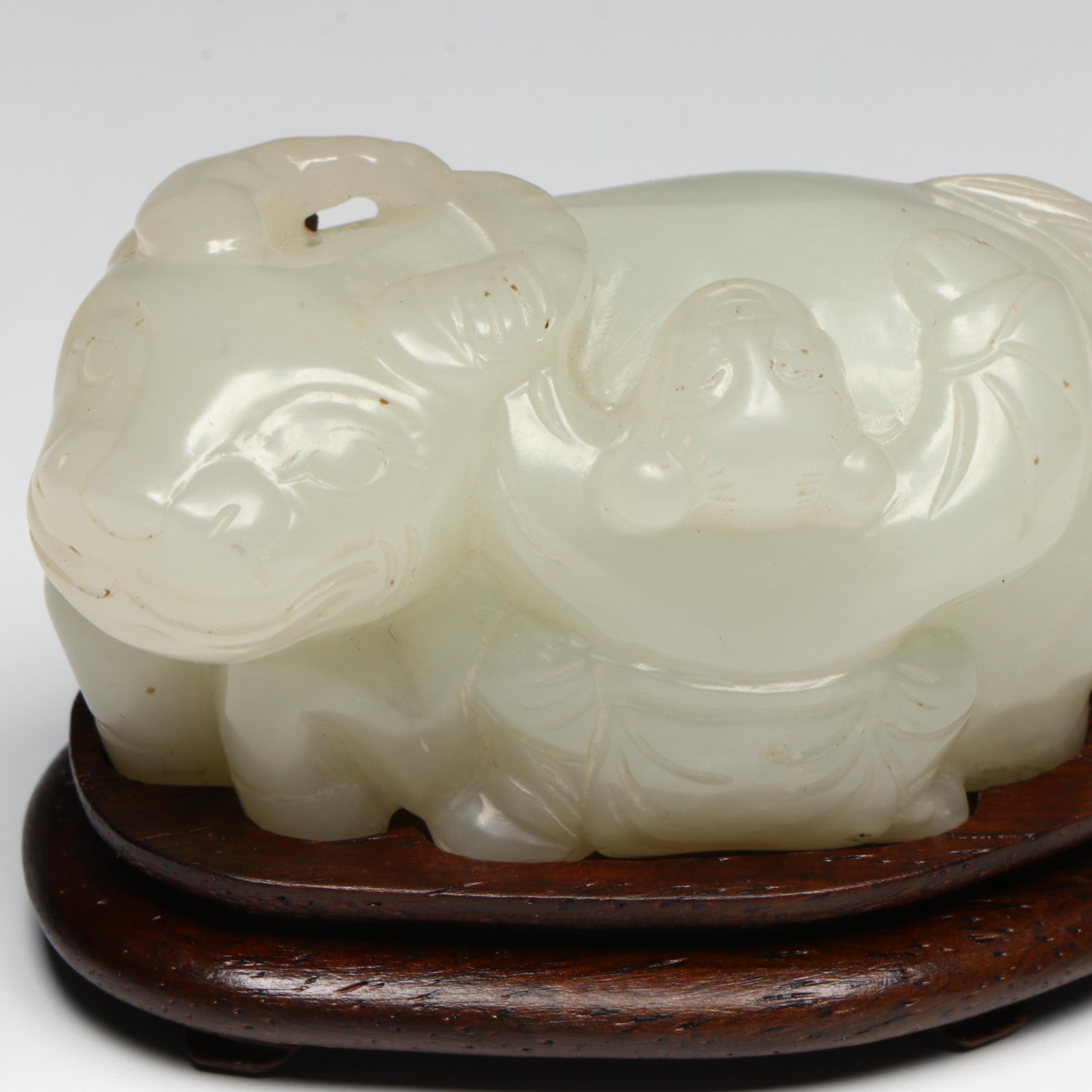 Chinese Carved Nephrite Lying Ox