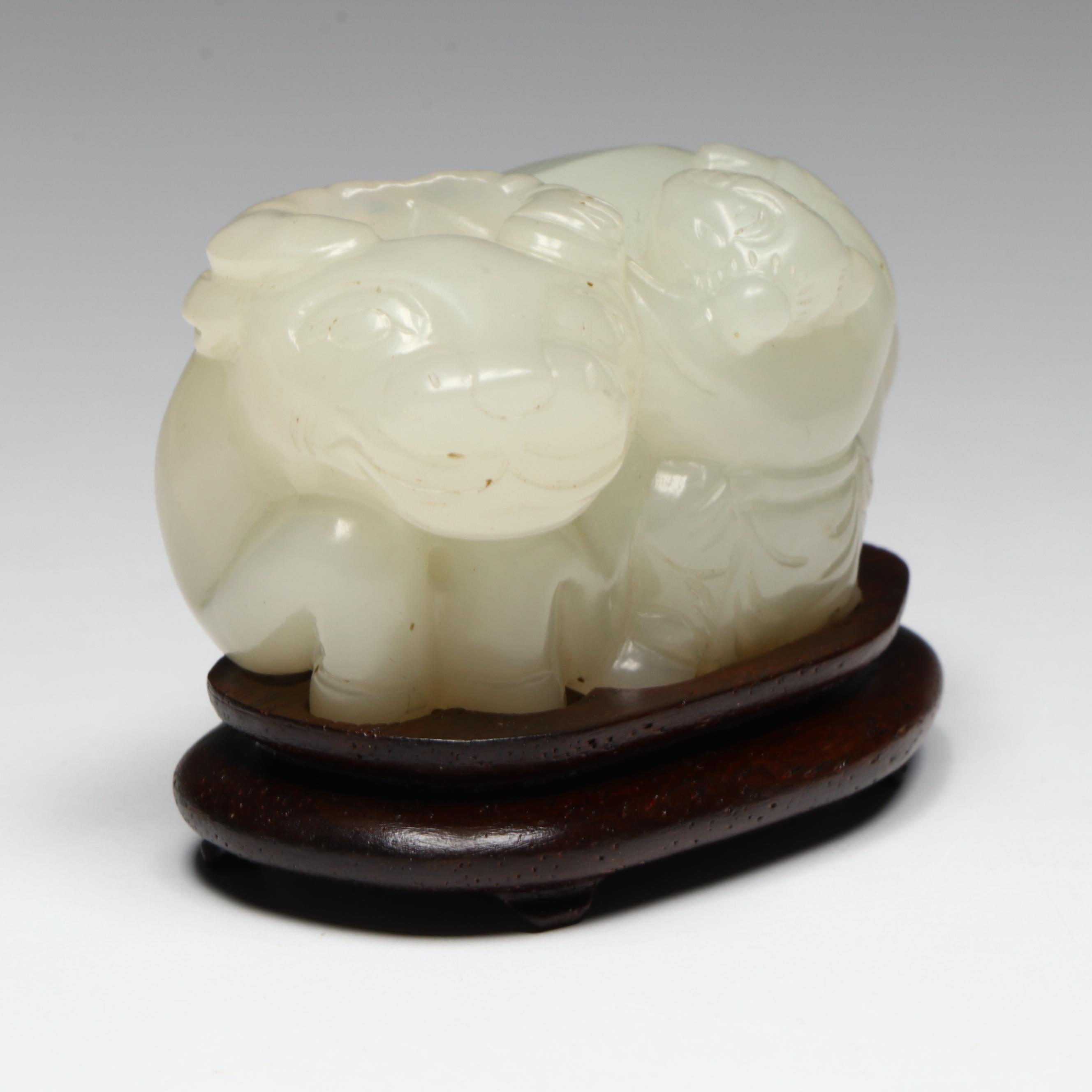 Chinese Carved Nephrite Lying Ox