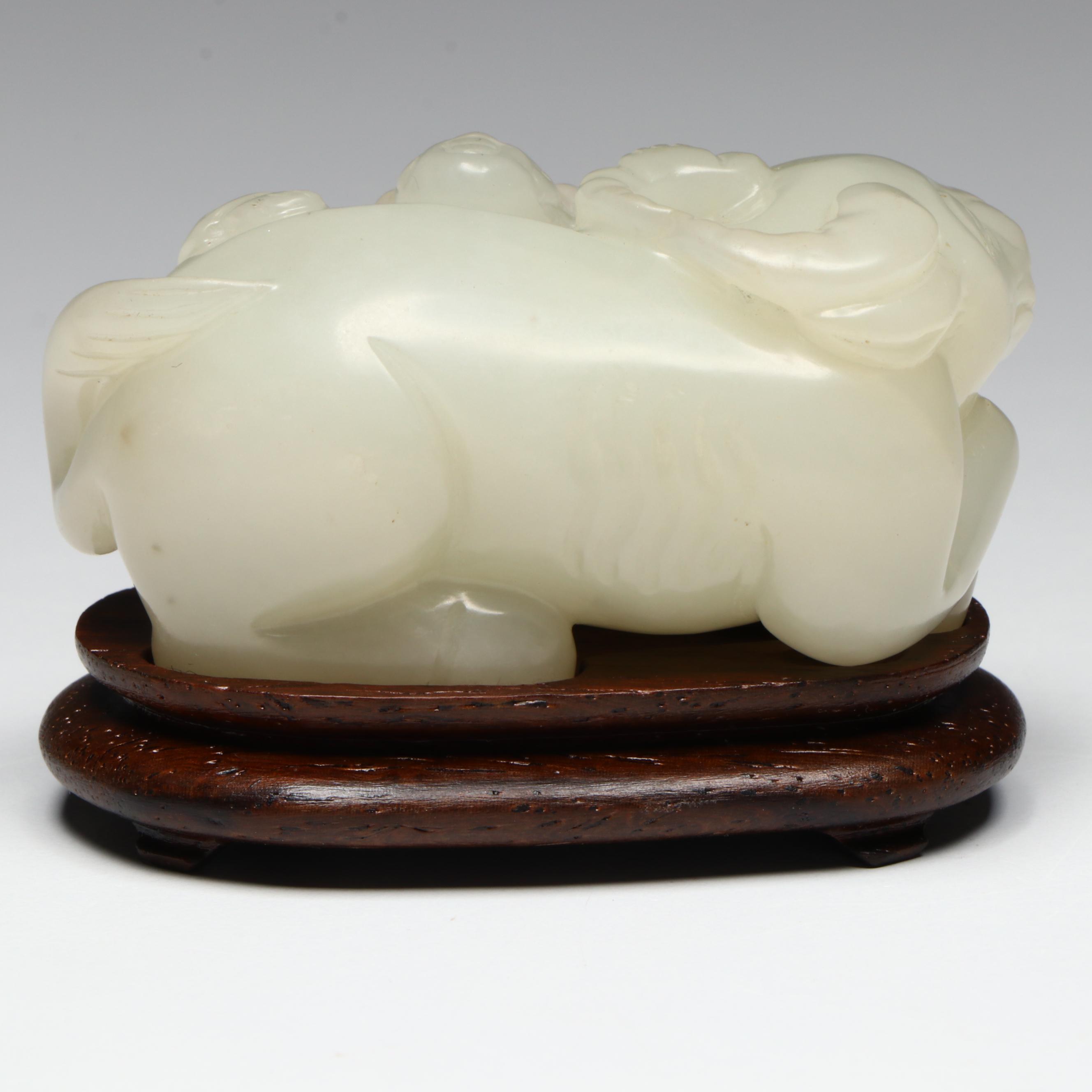 Chinese Carved Nephrite Lying Ox