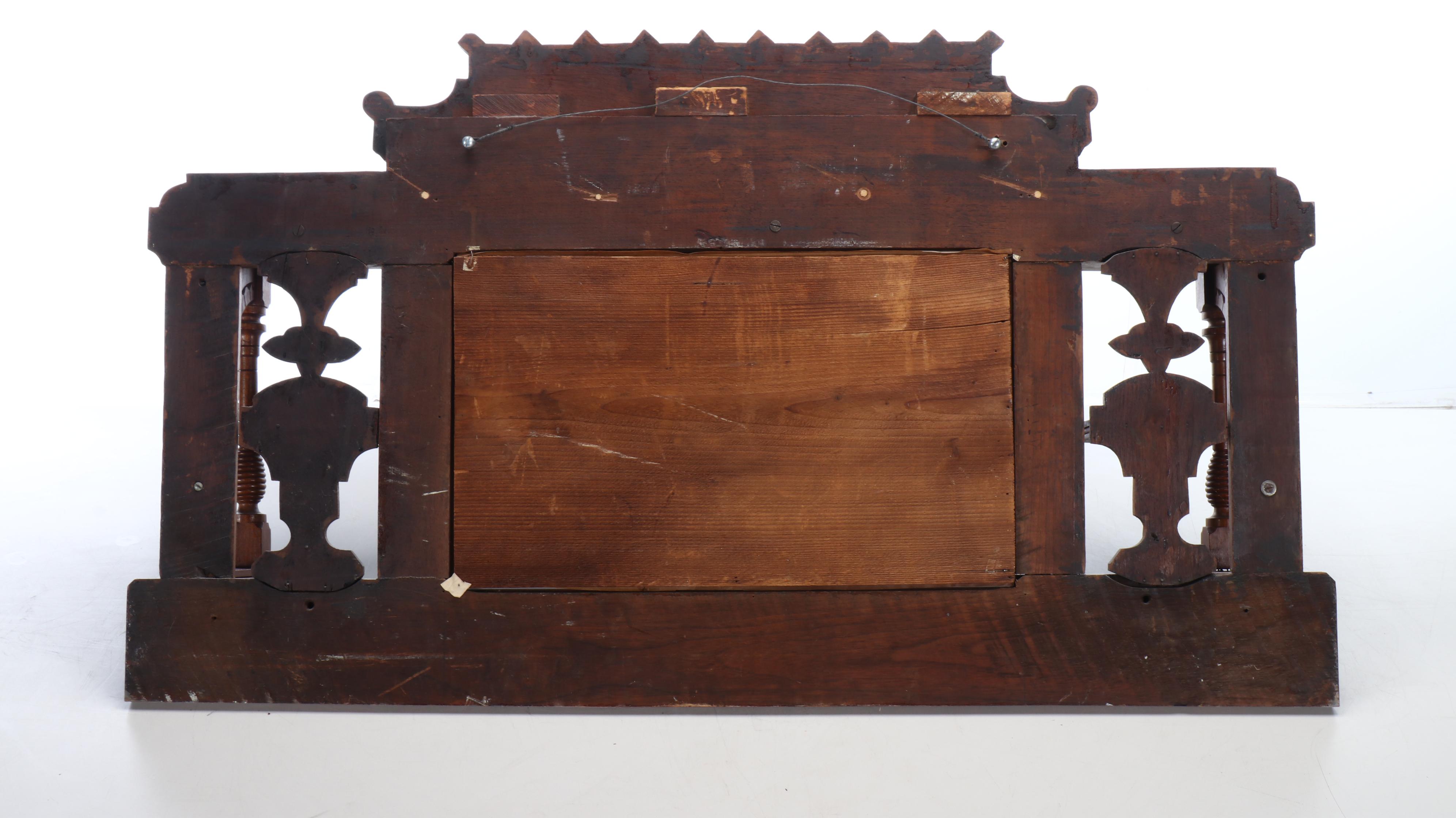 Victorian Eastlake Carved Walnut Sideboard Mirror