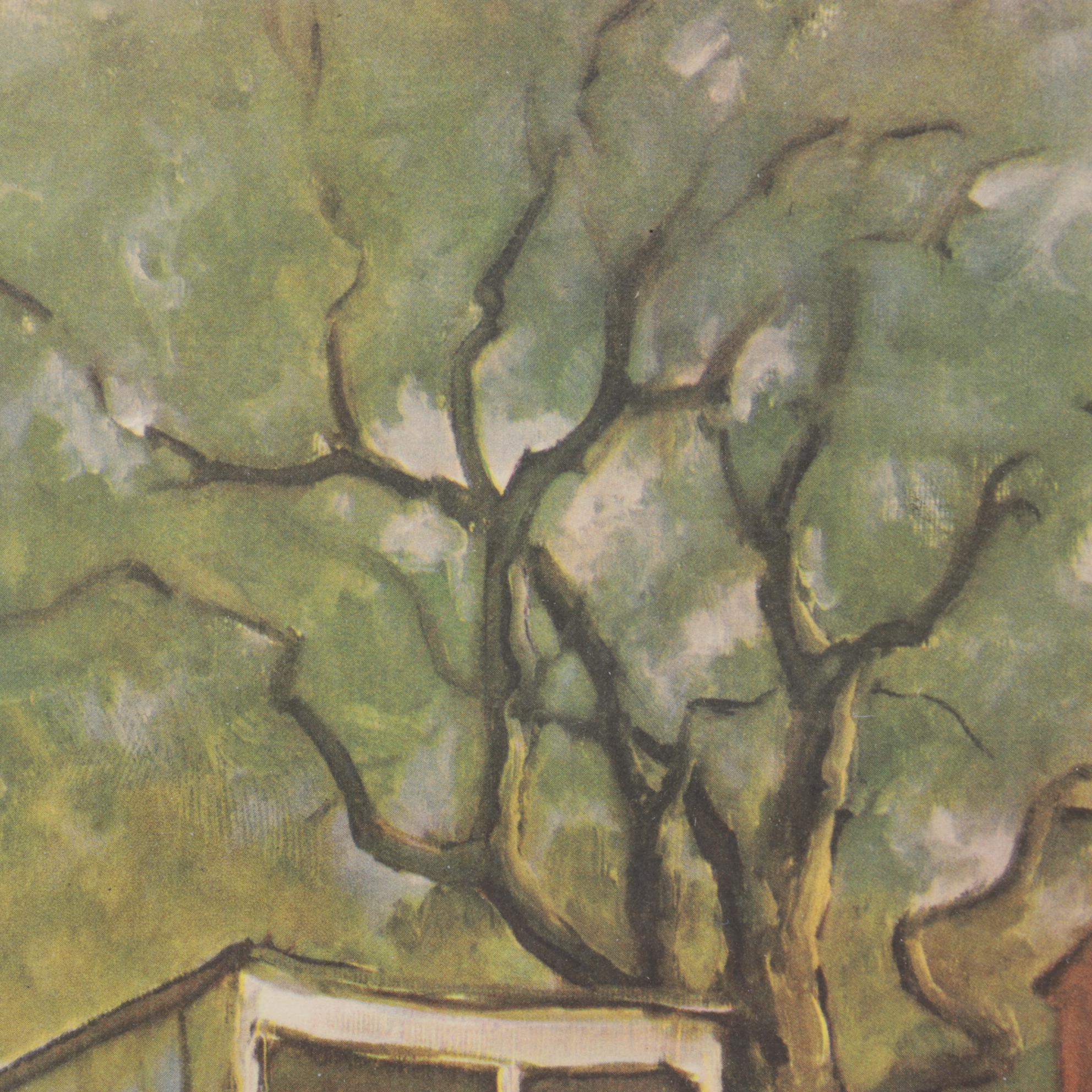 H.C. Walcott Impressionist Market and Horse Drawn Carriage Offset Lithograph