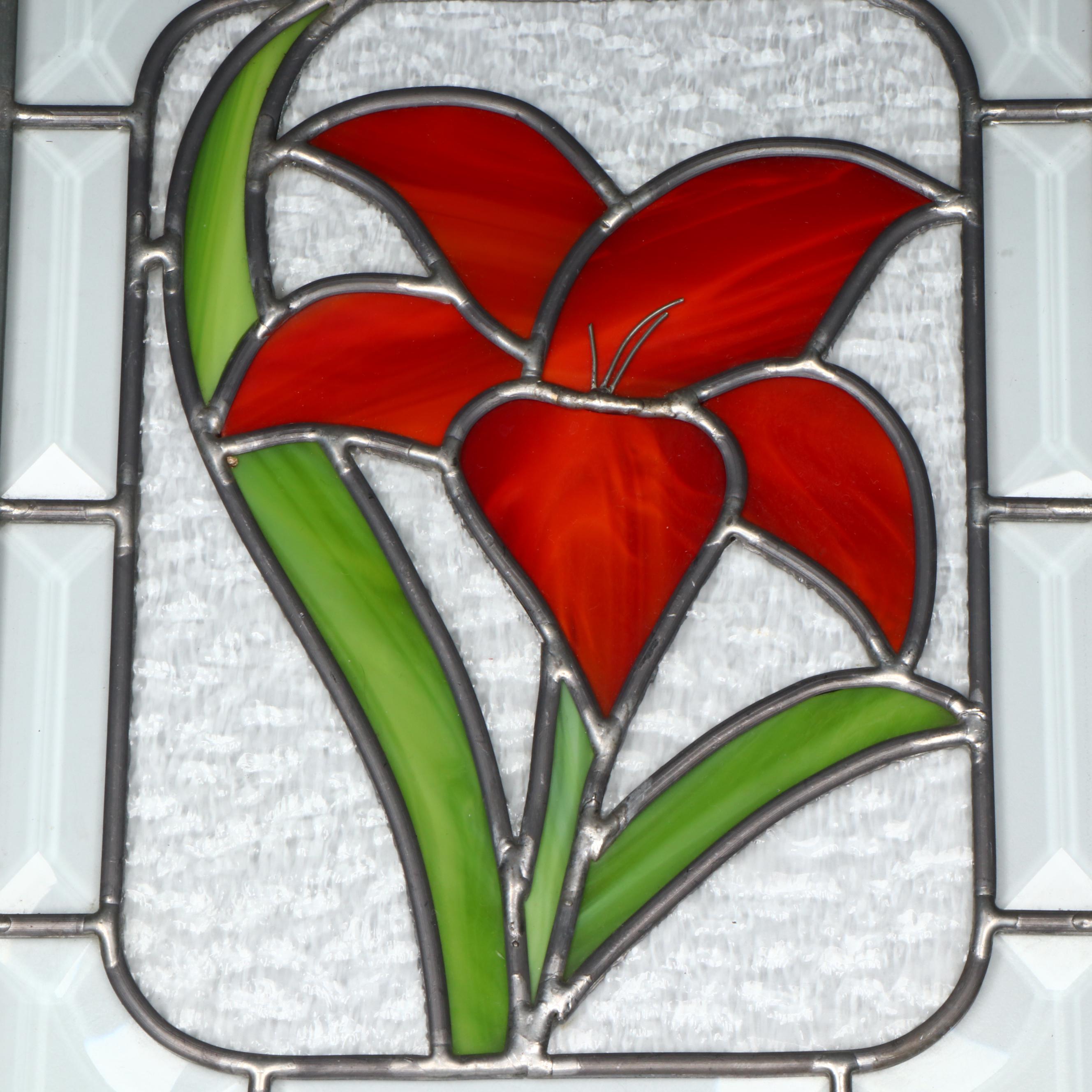 Stained and Slag Glass Floral Sun Catcher Panels