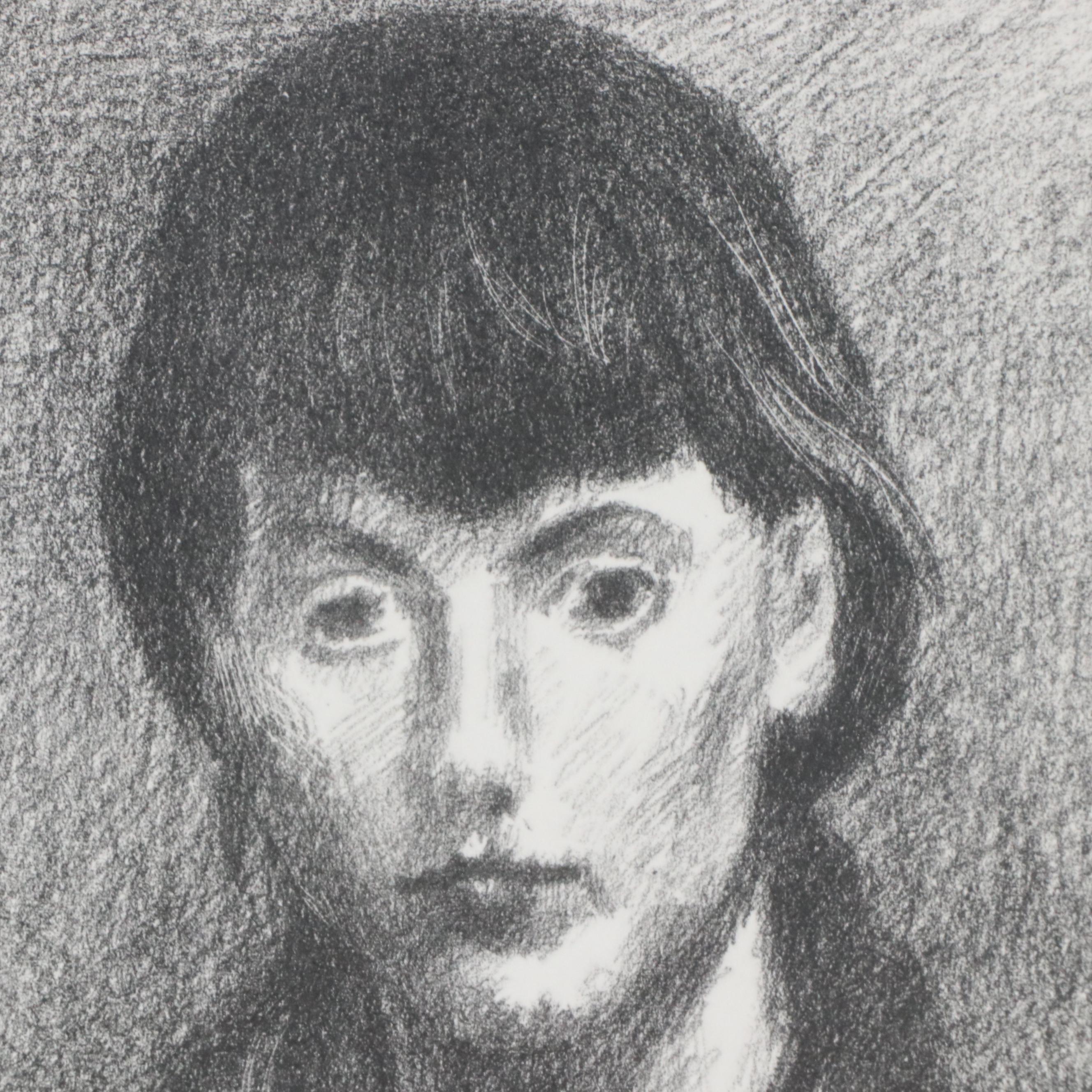 Raphael Soyer Lithograph of Woman With Necklace, Circa 1980