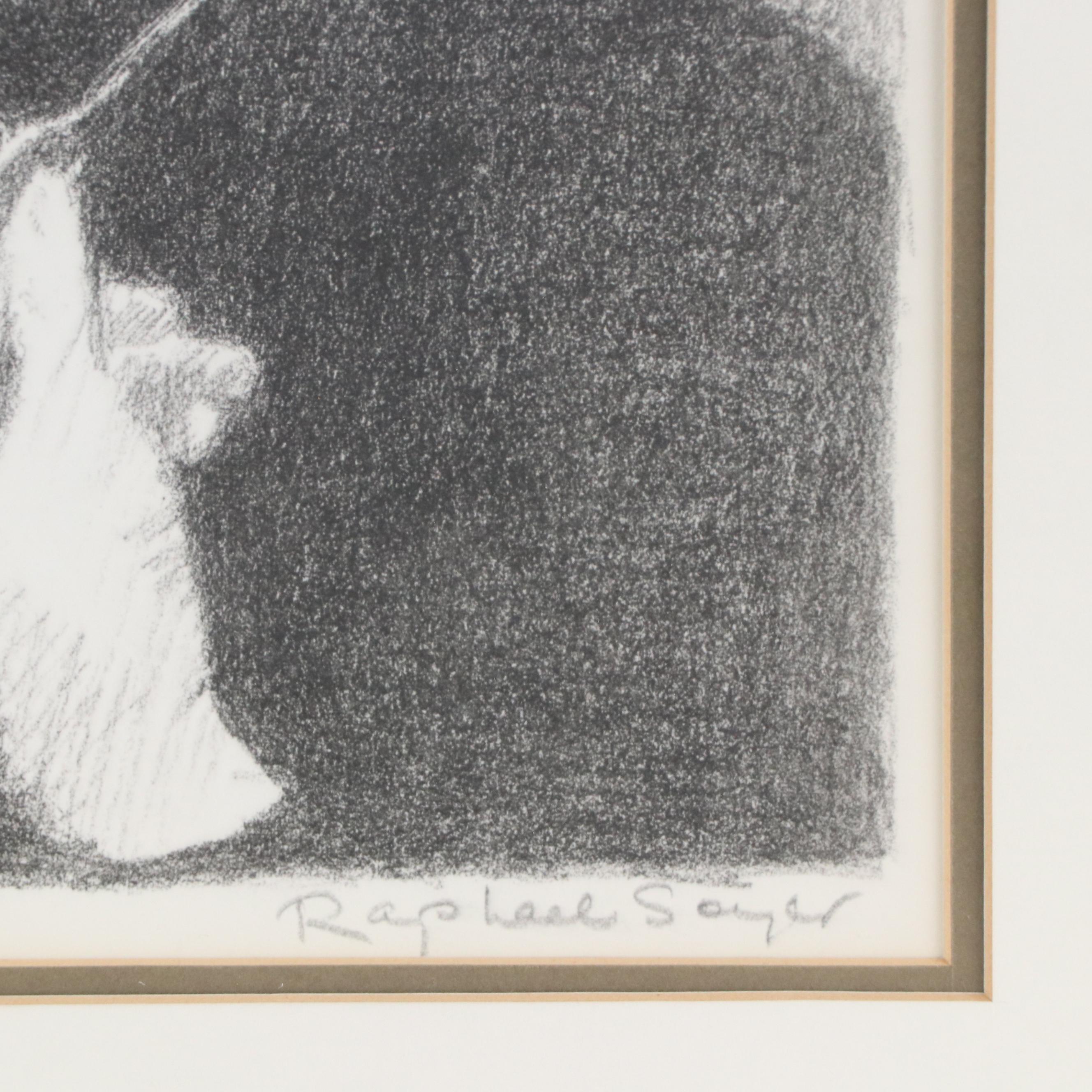 Raphael Soyer Lithograph of Woman With Necklace, Circa 1980