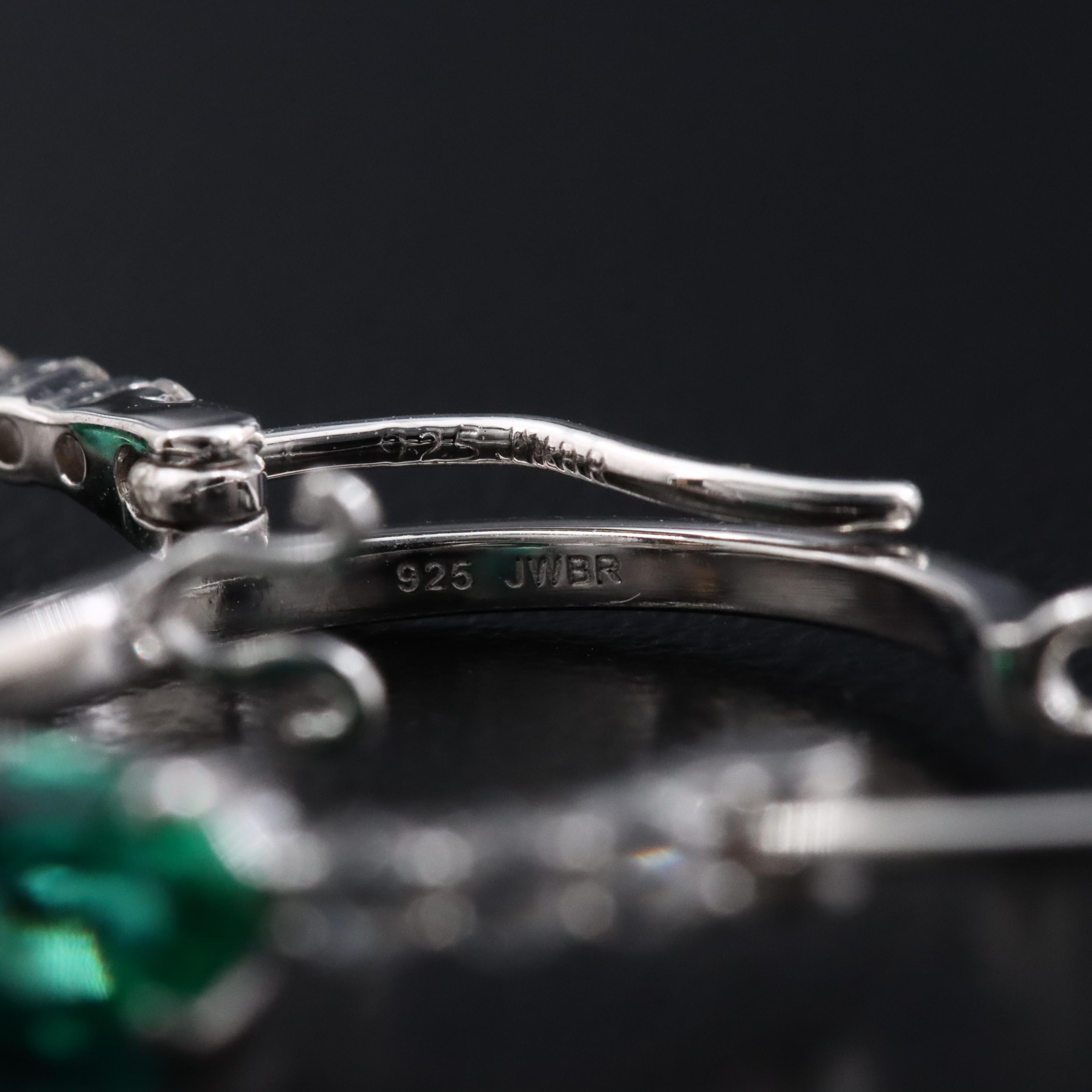 Sterling Emerald and Sapphire Hoop Earrings