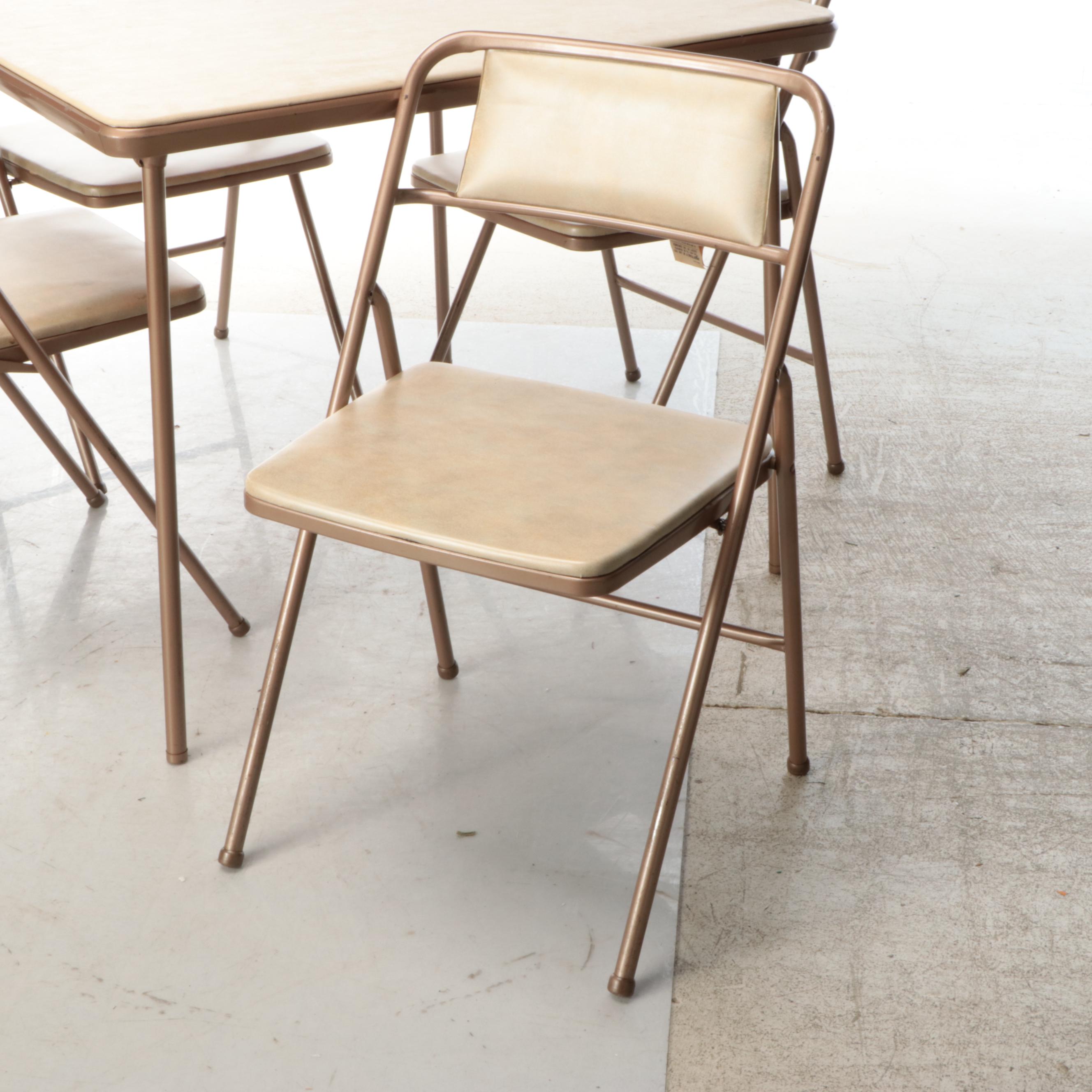 Cosco Vinyl and Metal Five-Piece Folding Table and Chairs Set