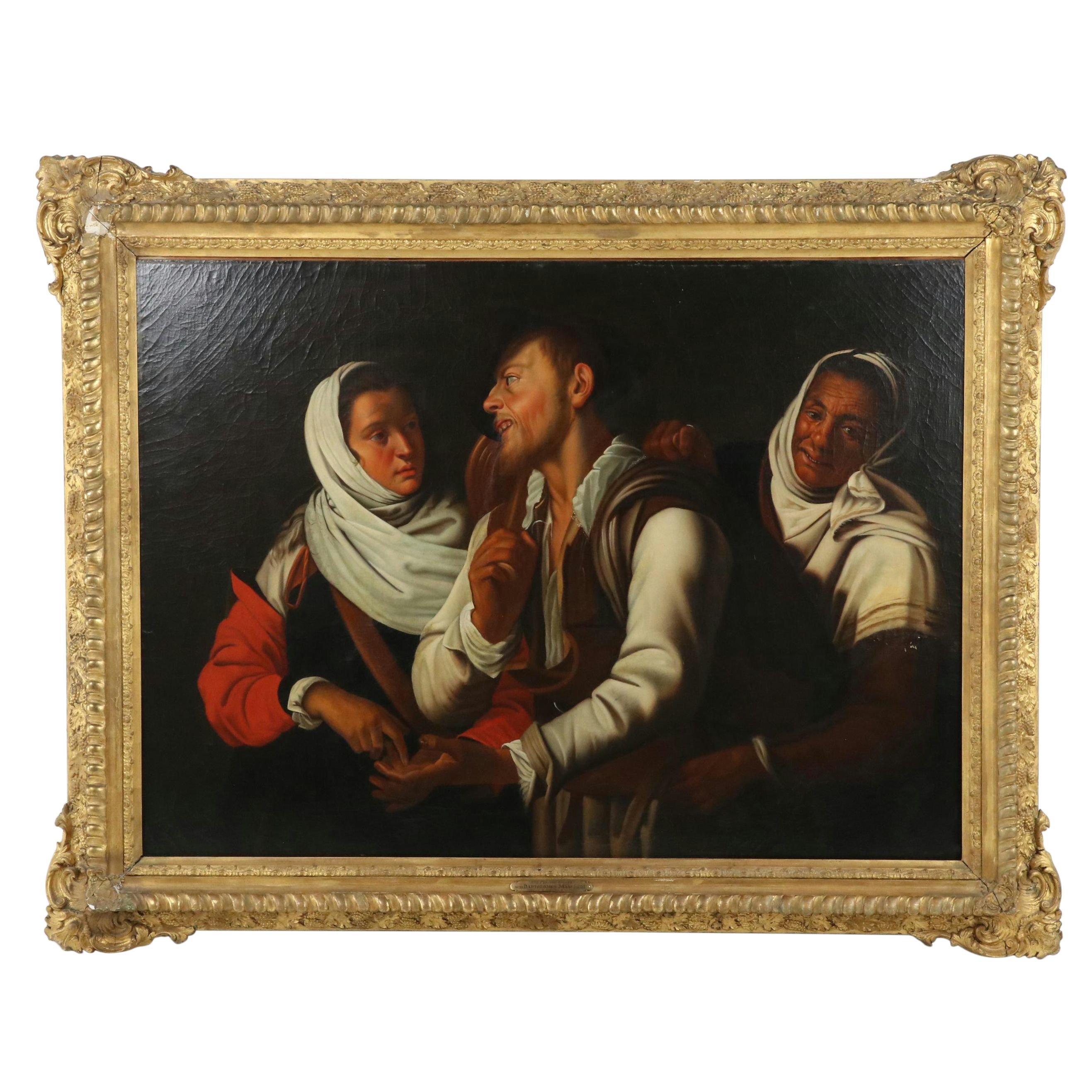 After Simon Vouet "The Fortune Teller" Oil Painting, 18th Century