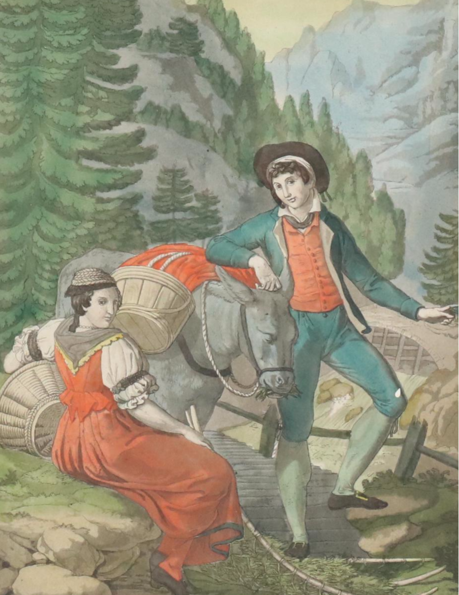 Hand-Colored Engravings of Swiss Costumes After Joseph Reinhart