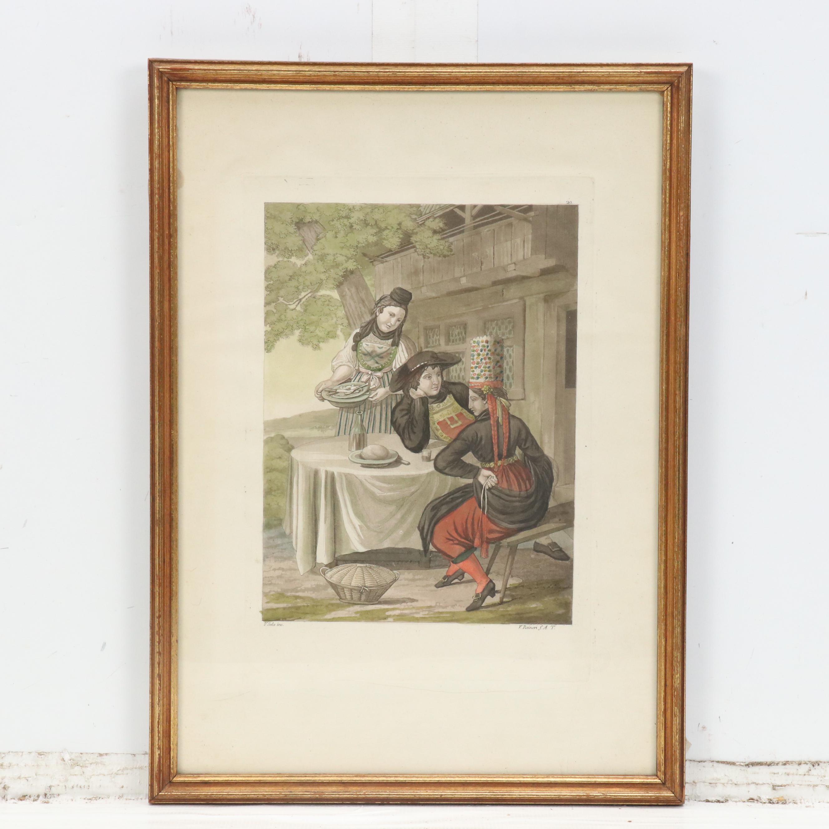 Hand-Colored Engravings of Swiss Costumes After Joseph Reinhart