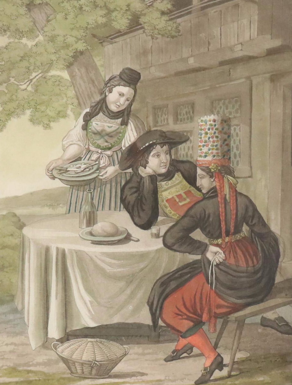 Hand-Colored Engravings of Swiss Costumes After Joseph Reinhart