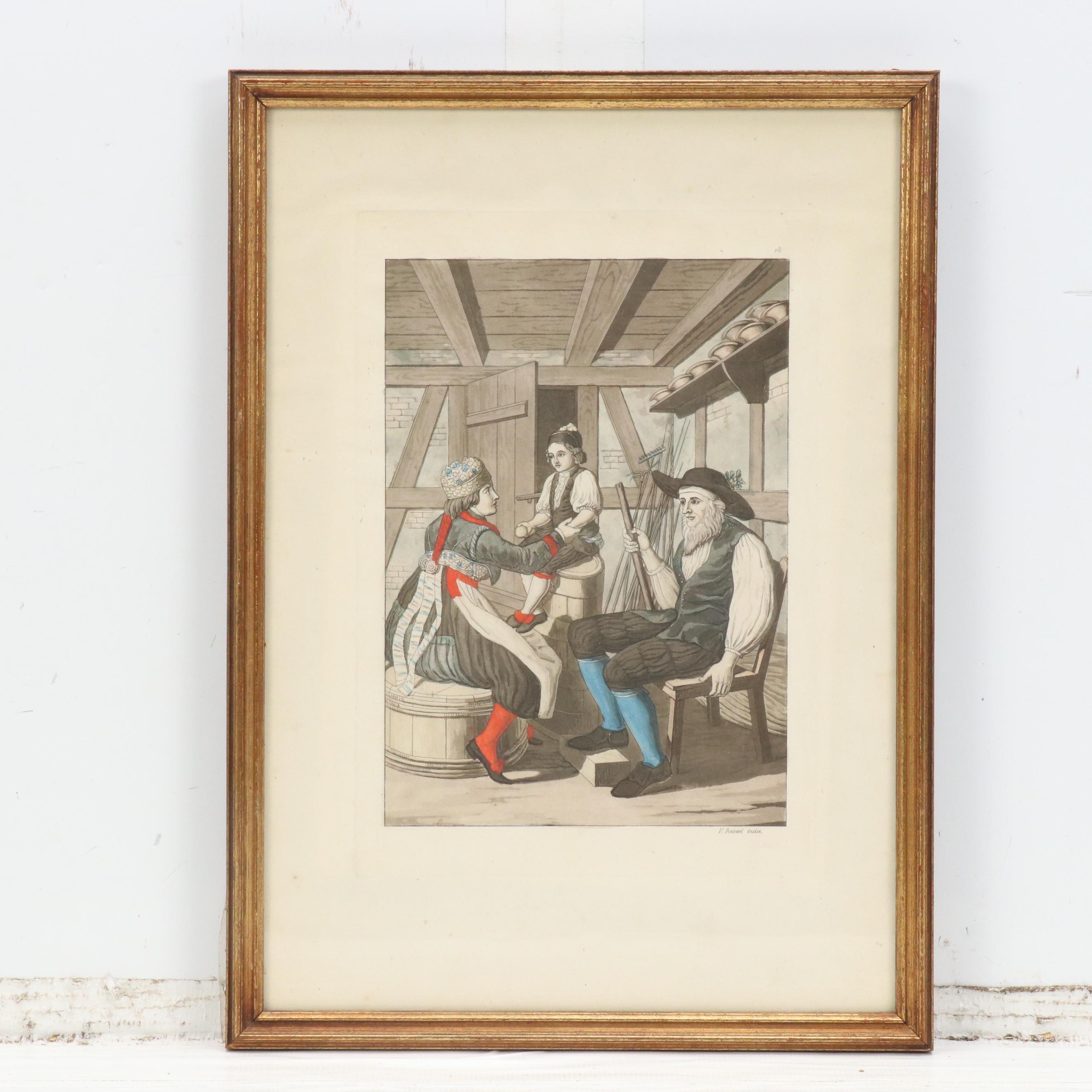 Hand-Colored Engravings of Swiss Costumes After Joseph Reinhart