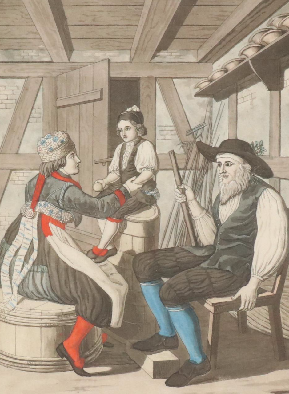 Hand-Colored Engravings of Swiss Costumes After Joseph Reinhart