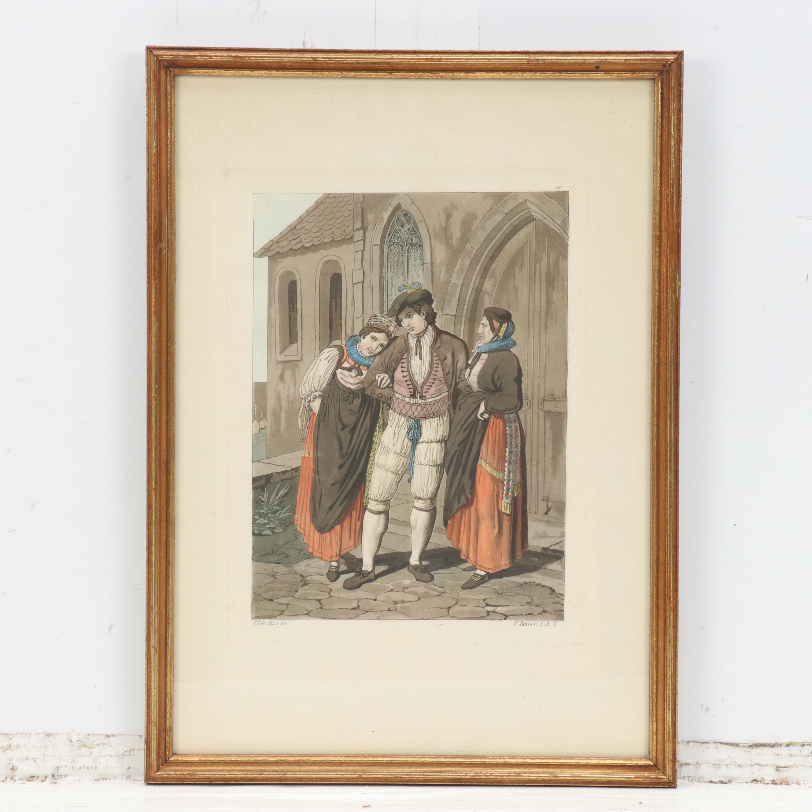 Hand-Colored Engravings of Swiss Costumes After Joseph Reinhart