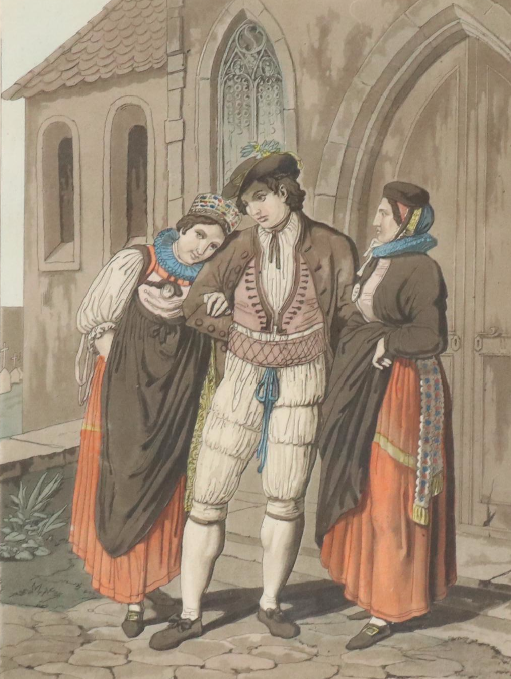 Hand-Colored Engravings of Swiss Costumes After Joseph Reinhart