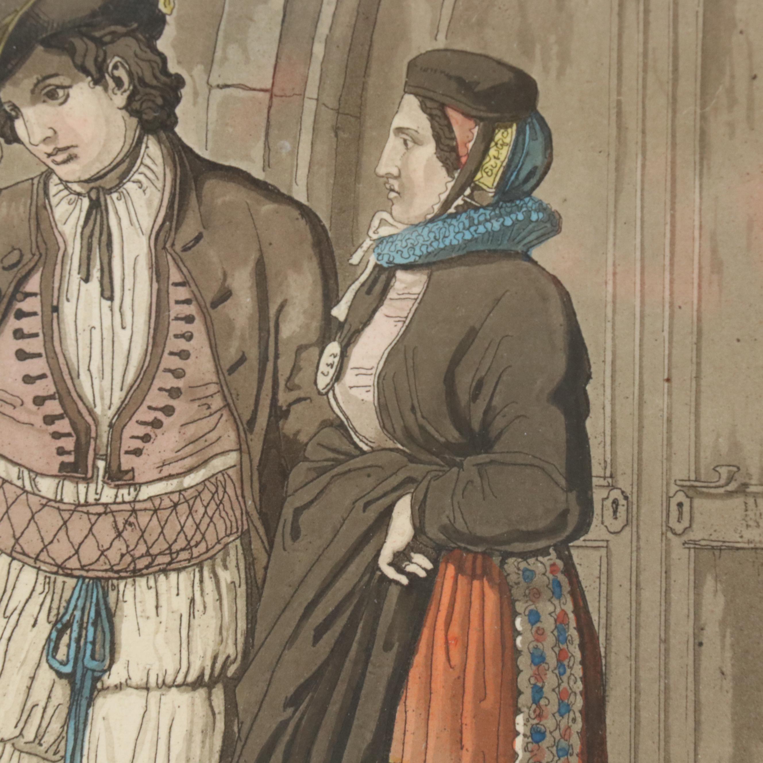 Hand-Colored Engravings of Swiss Costumes After Joseph Reinhart