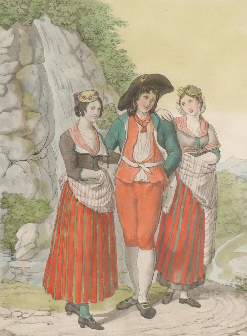 Hand-Colored Engravings of Swiss Costumes After Joseph Reinhart