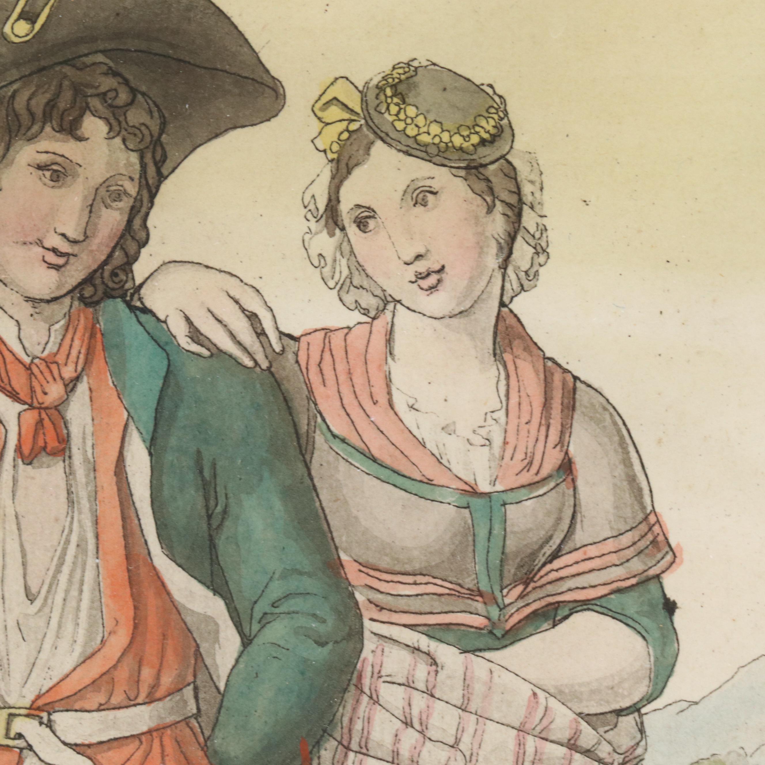 Hand-Colored Engravings of Swiss Costumes After Joseph Reinhart