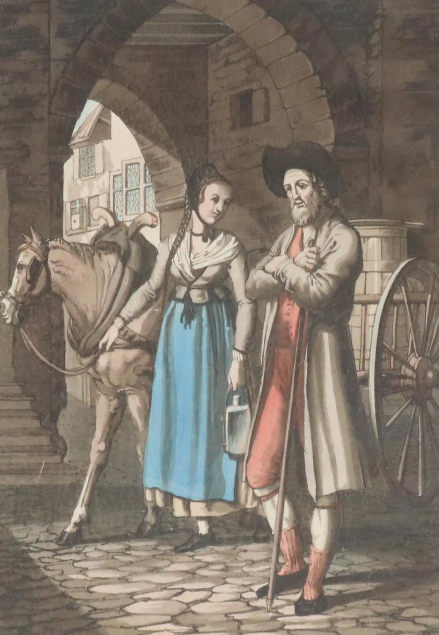 Hand-Colored Engravings of Swiss Costumes After Joseph Reinhart