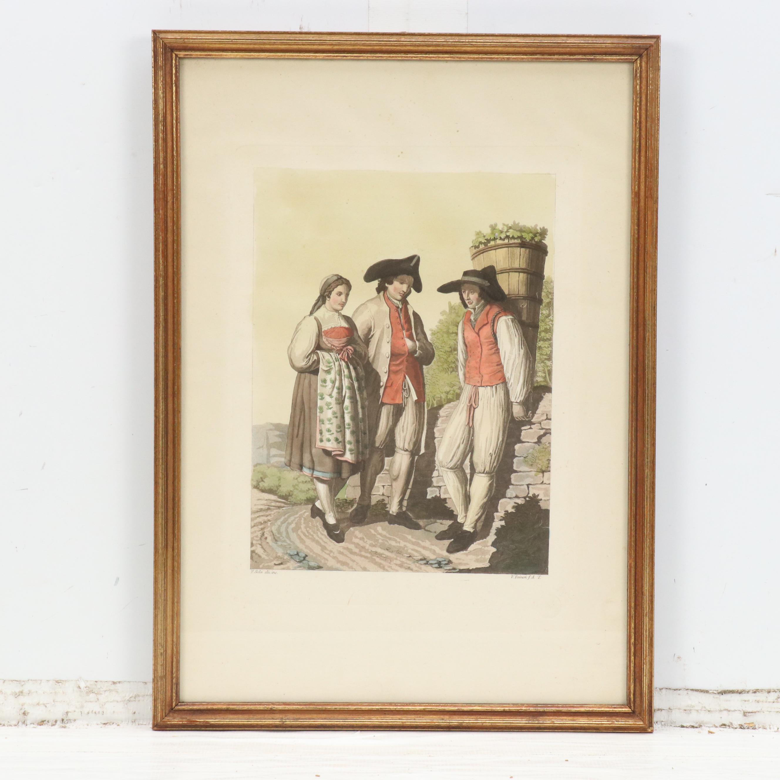 Hand-Colored Engravings of Swiss Costumes After Joseph Reinhart