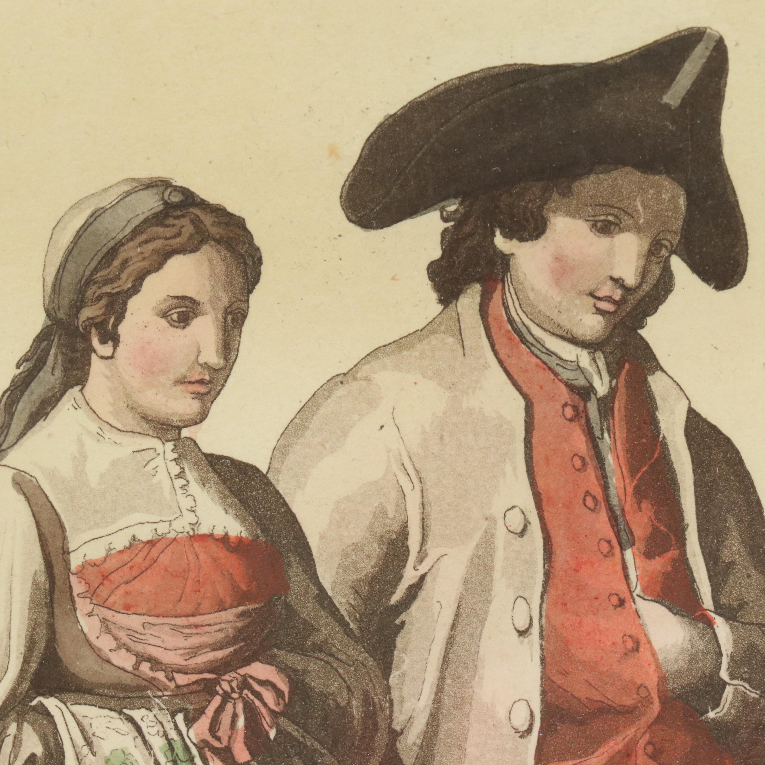 Hand-Colored Engravings of Swiss Costumes After Joseph Reinhart