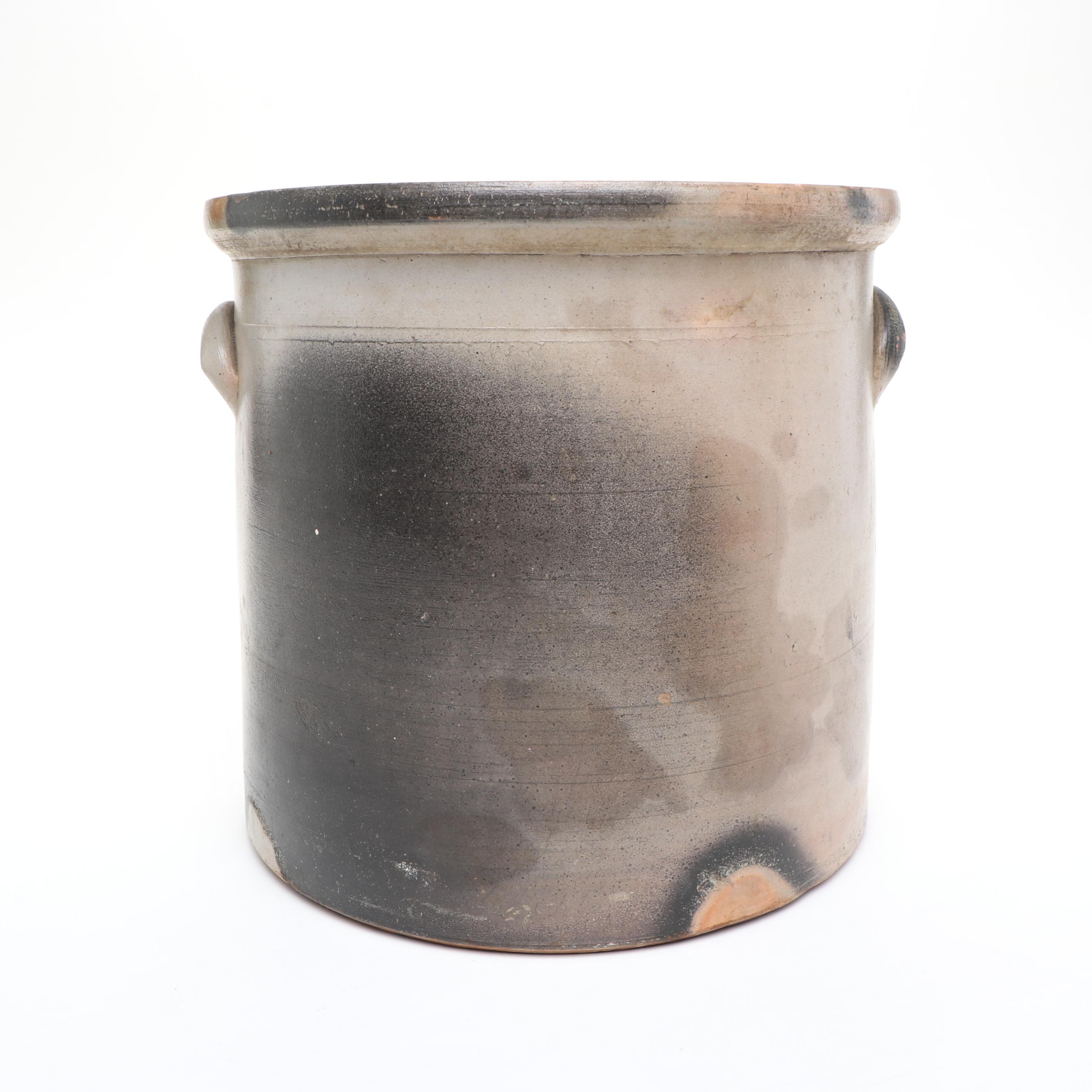 New York Stoneware Three Gallon Stoneware Crock with Freehand Cobalt Bird