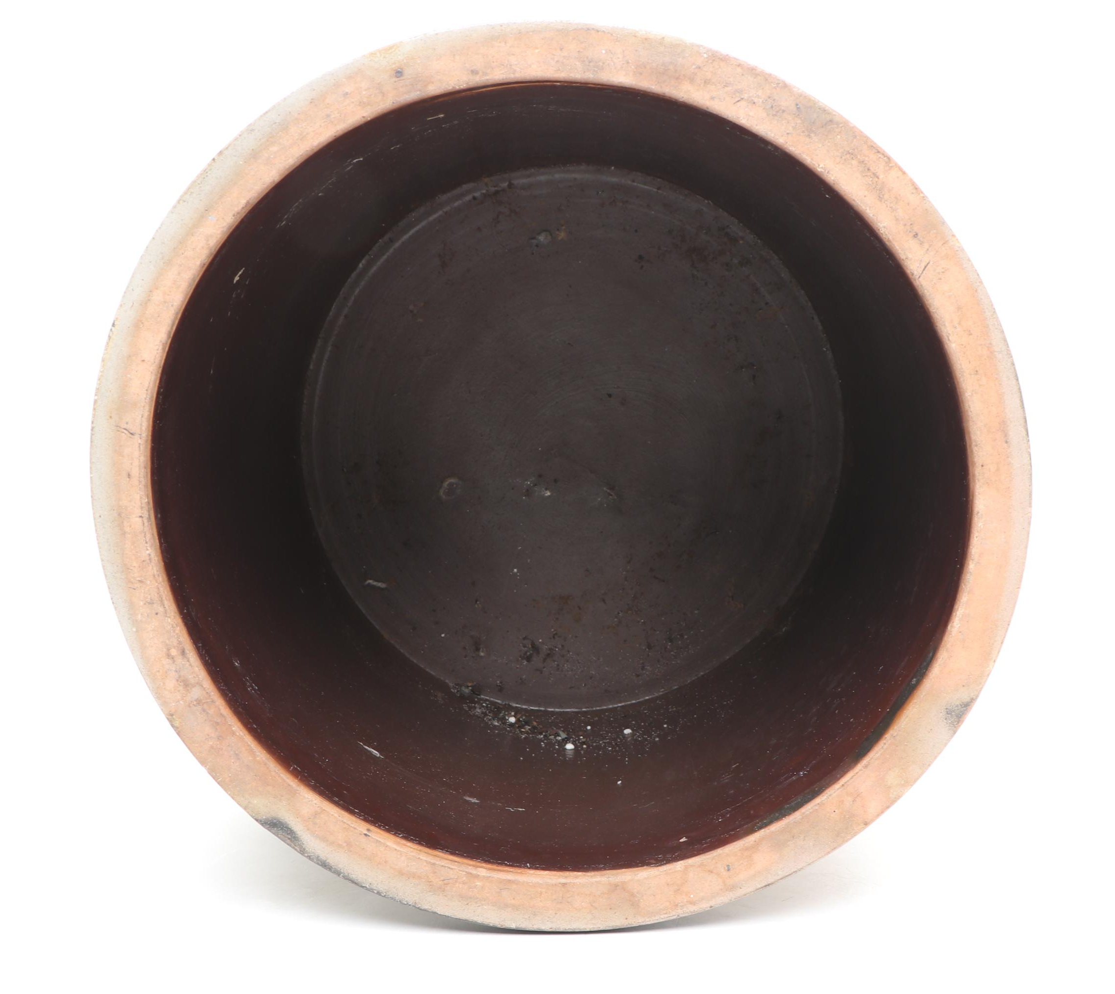 New York Stoneware Three Gallon Stoneware Crock with Freehand Cobalt Bird