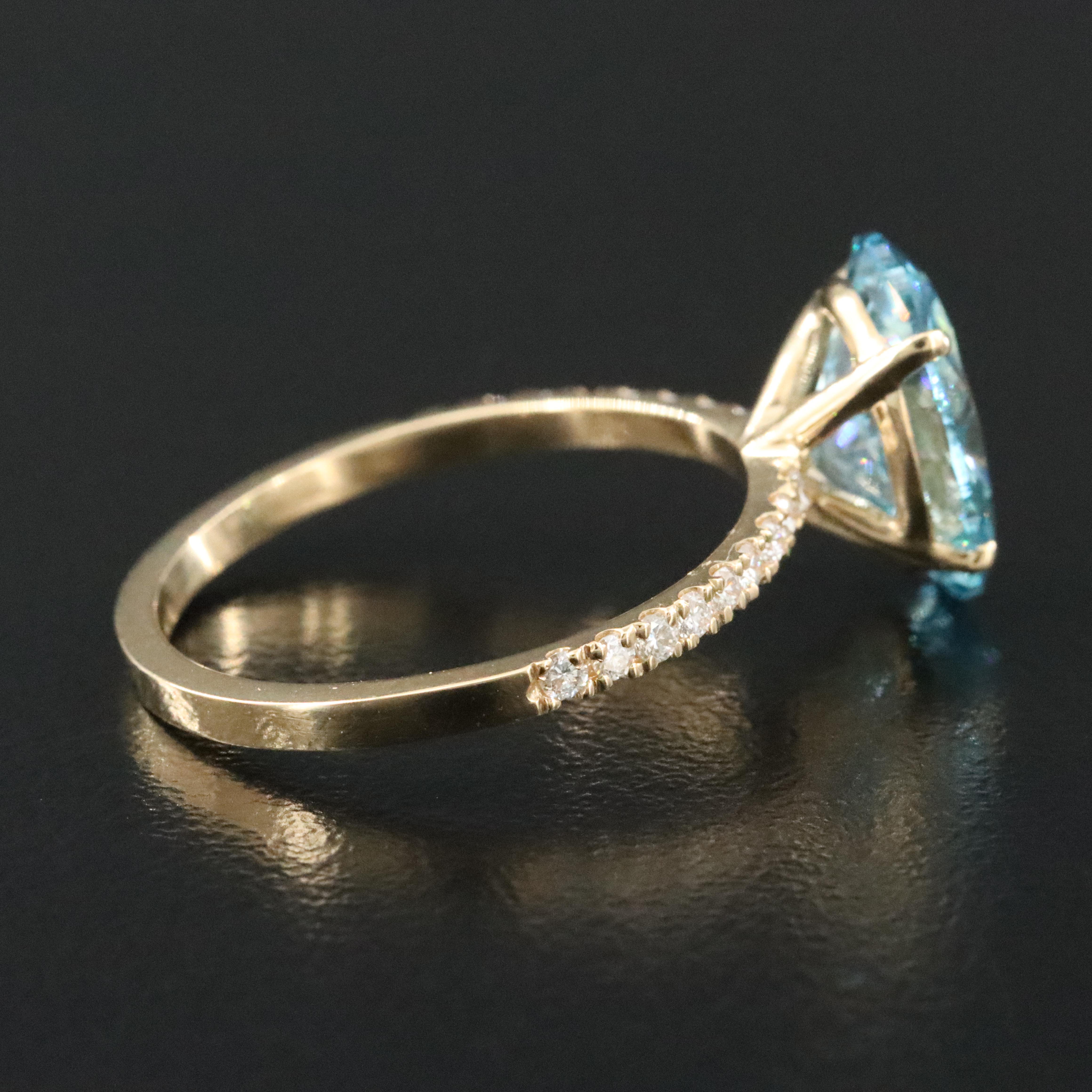 18K 3.19 CTW Lab Grown Diamond Ring with IGI Report and Fancy Blue Center