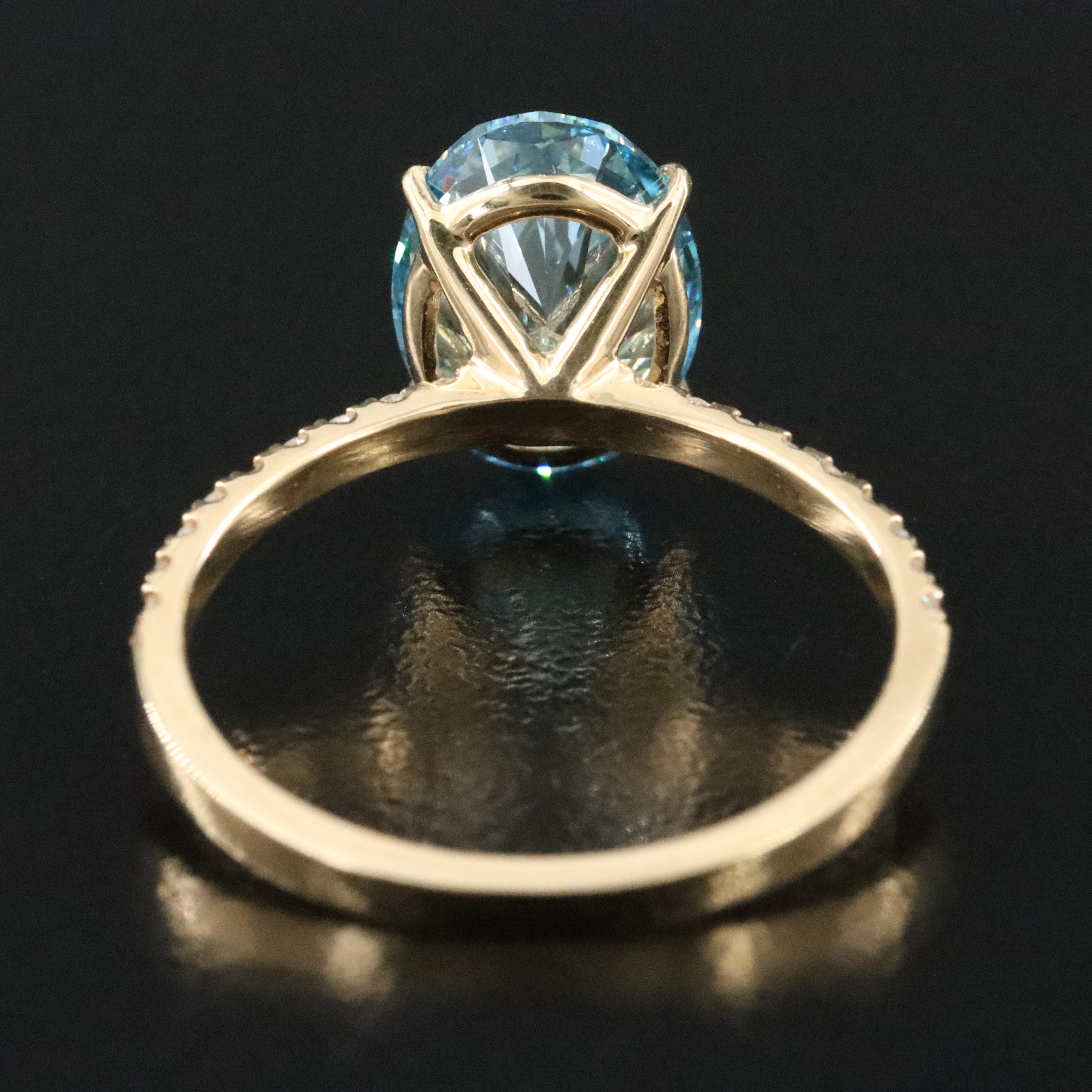 18K 3.19 CTW Lab Grown Diamond Ring with IGI Report and Fancy Blue Center