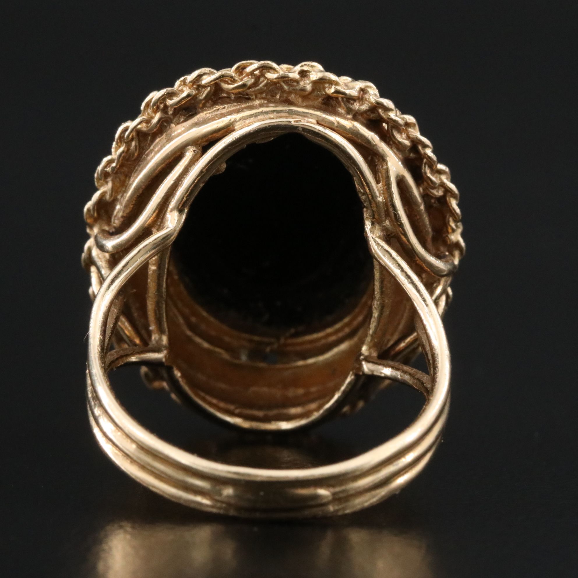 Vintage 14K Black Onyx and Seed Pearl Ring