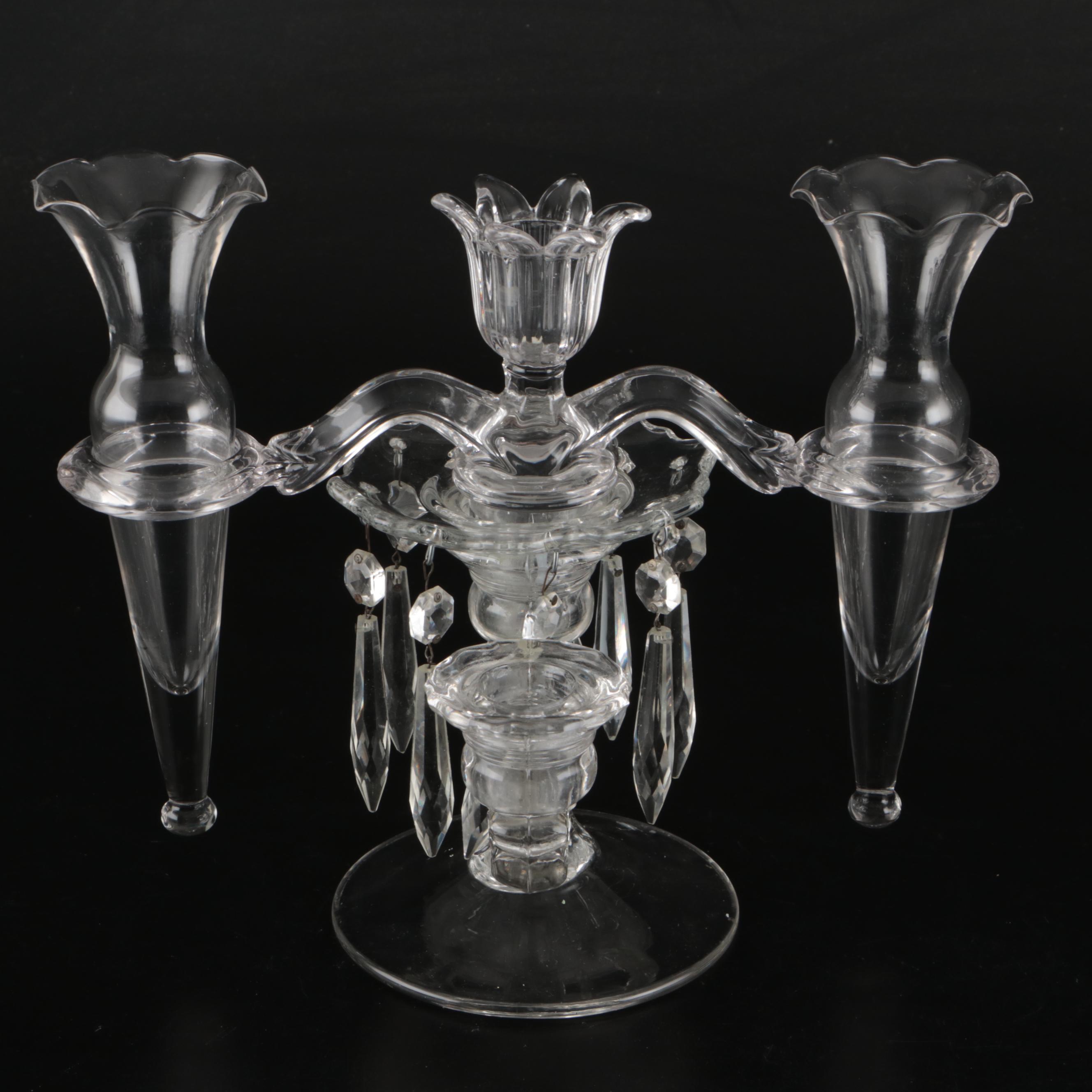 Cambridge Glass Epergne with Pressed Glass Centerpiece Bowl