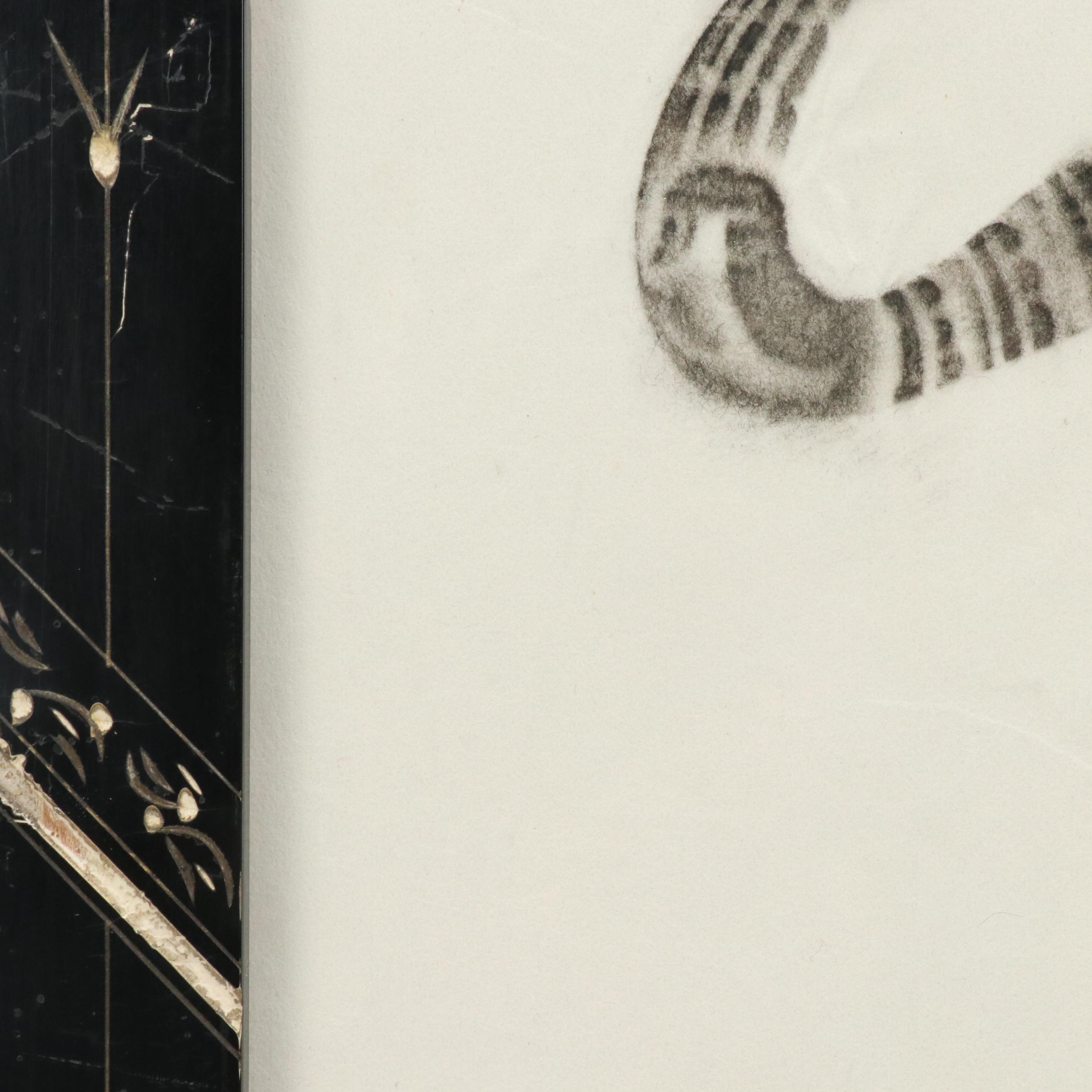 Pair of Thai Temple Rubbings in Carved Frames