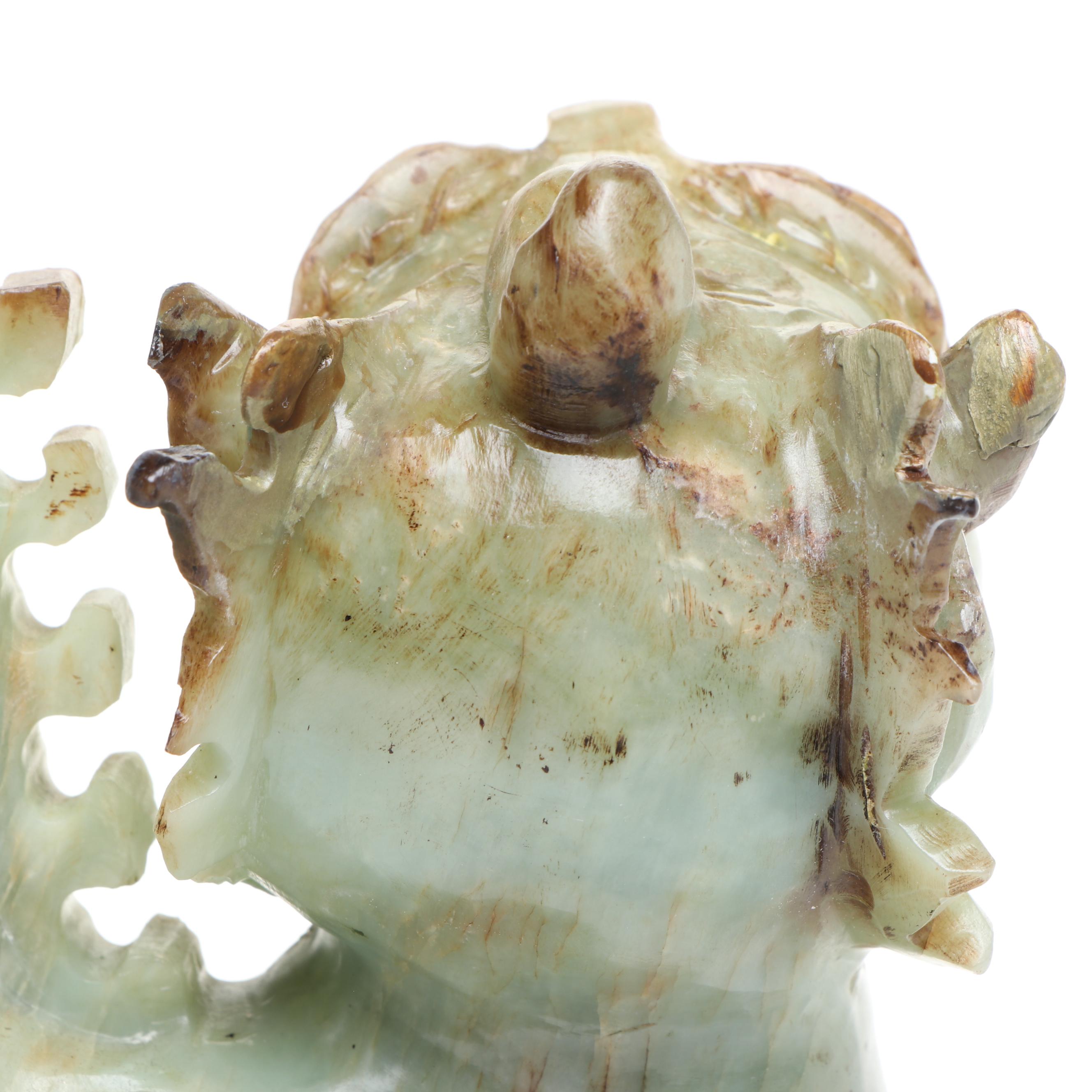 Chinese Carved Serpentine Guardian Lion Box