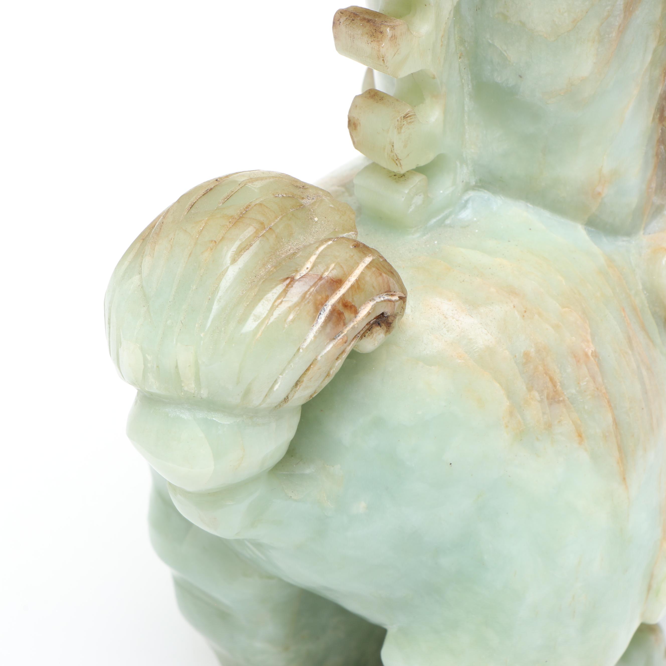 Chinese Carved Serpentine Guardian Lion Box