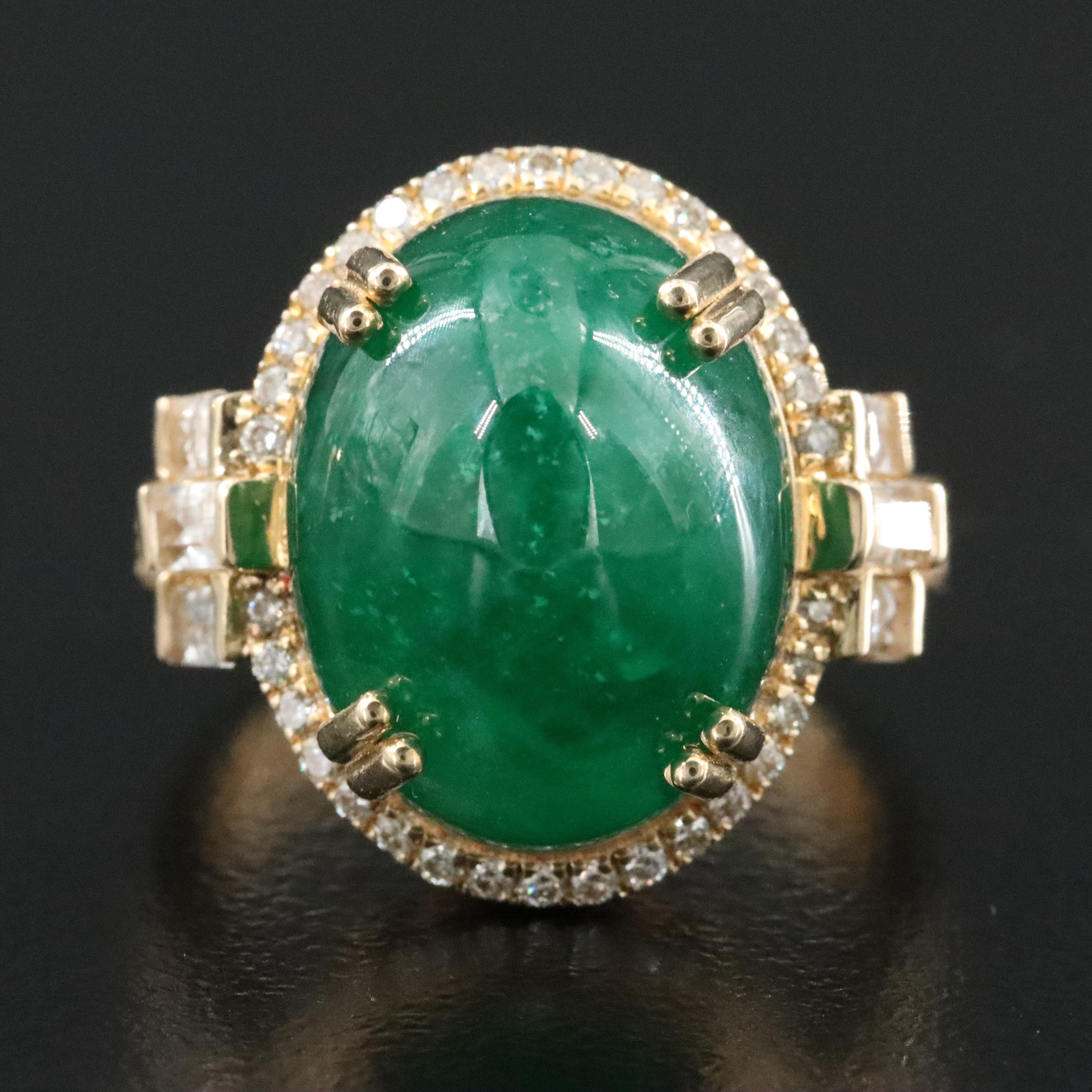14K 11.54 CT Emerald, Diamond and White Sapphire Ring with IGI Report